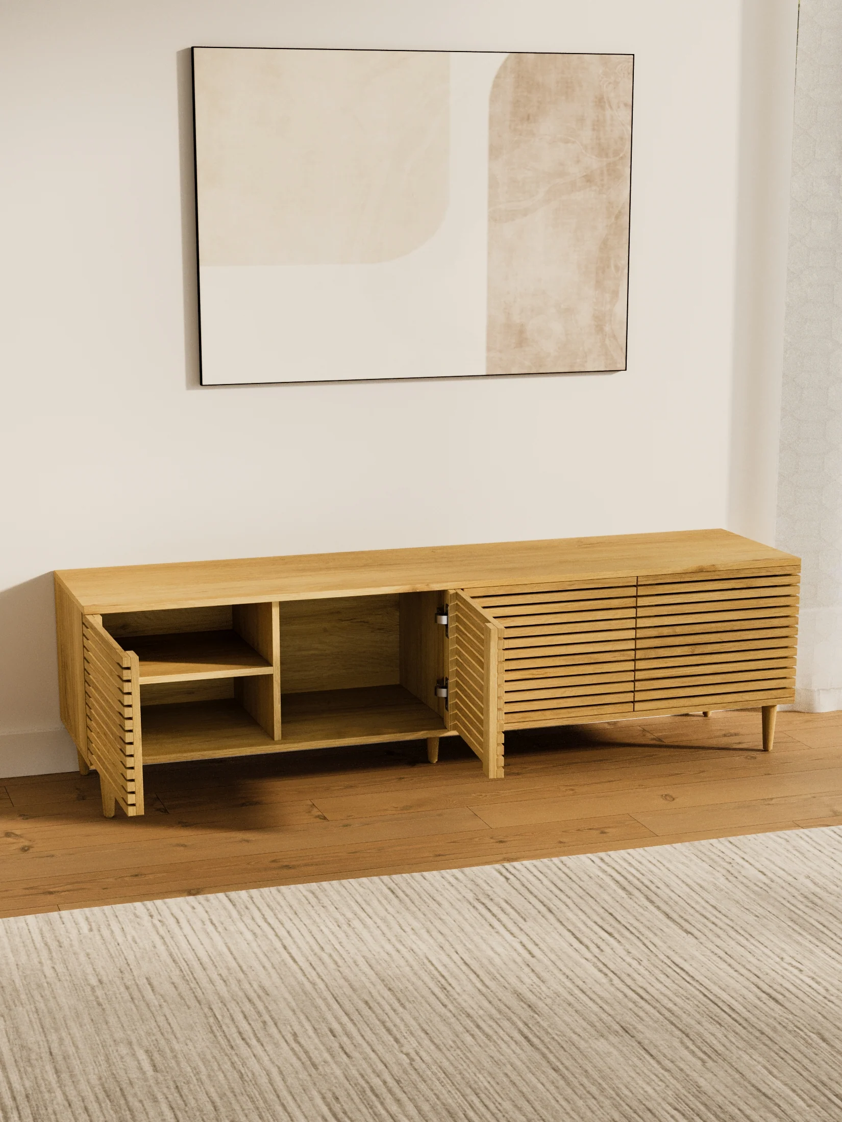 Alec Natural Oakwood Entertainment Unit 160cm - Image 3