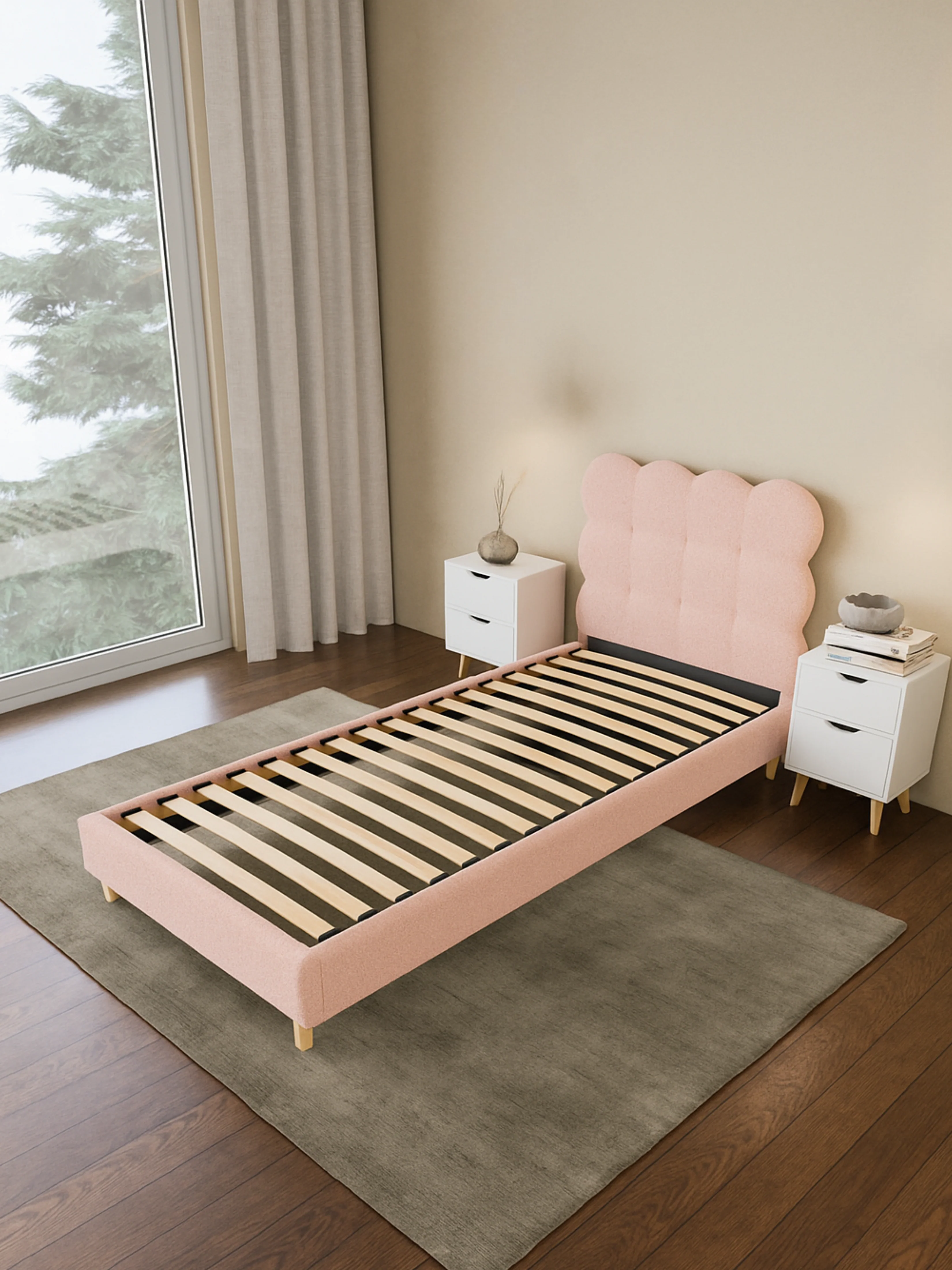 Alysha Pink Boucle Bed Frame - Image 6