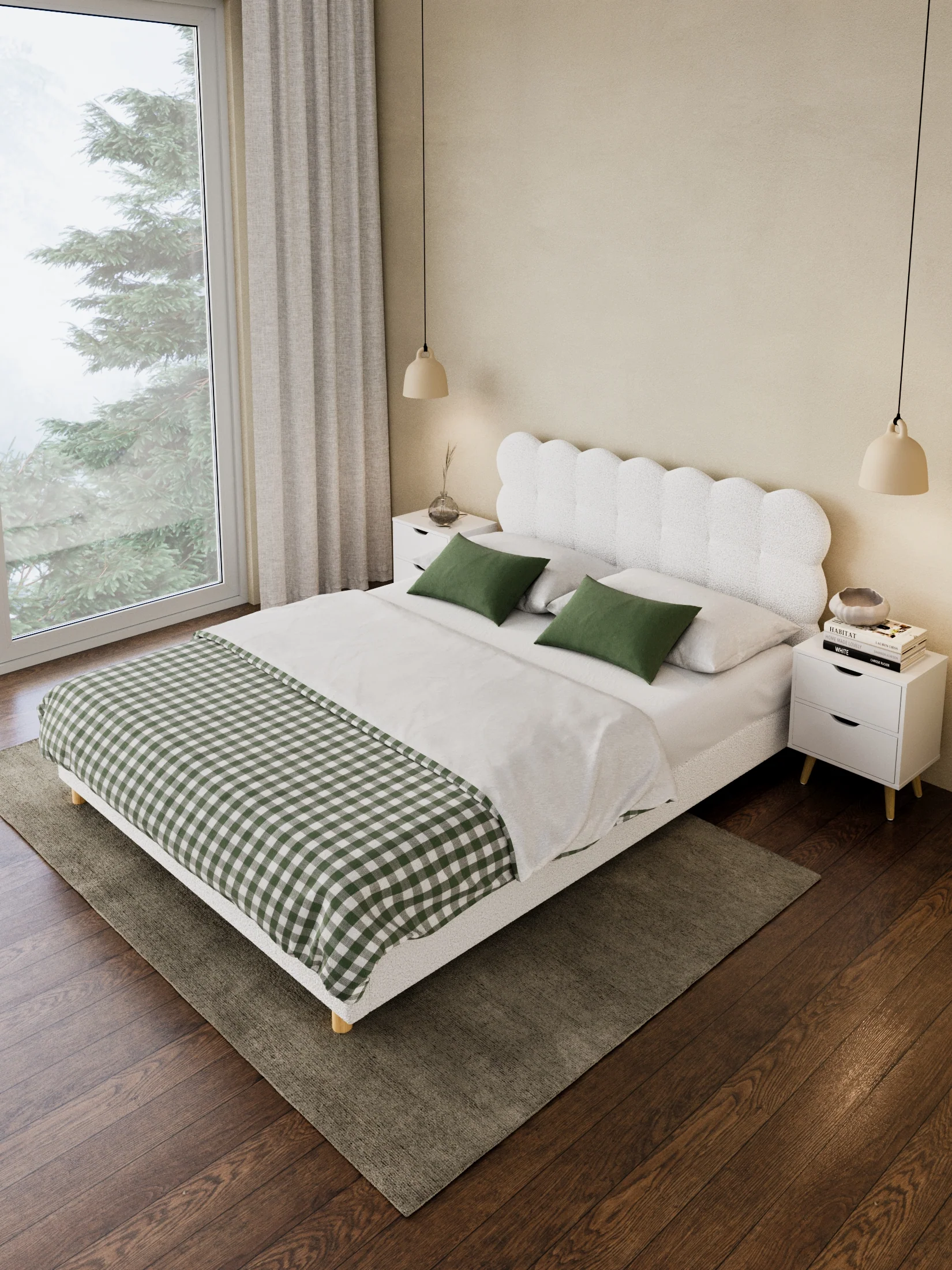 Alysha White Boucle Bed Frame - Image 3