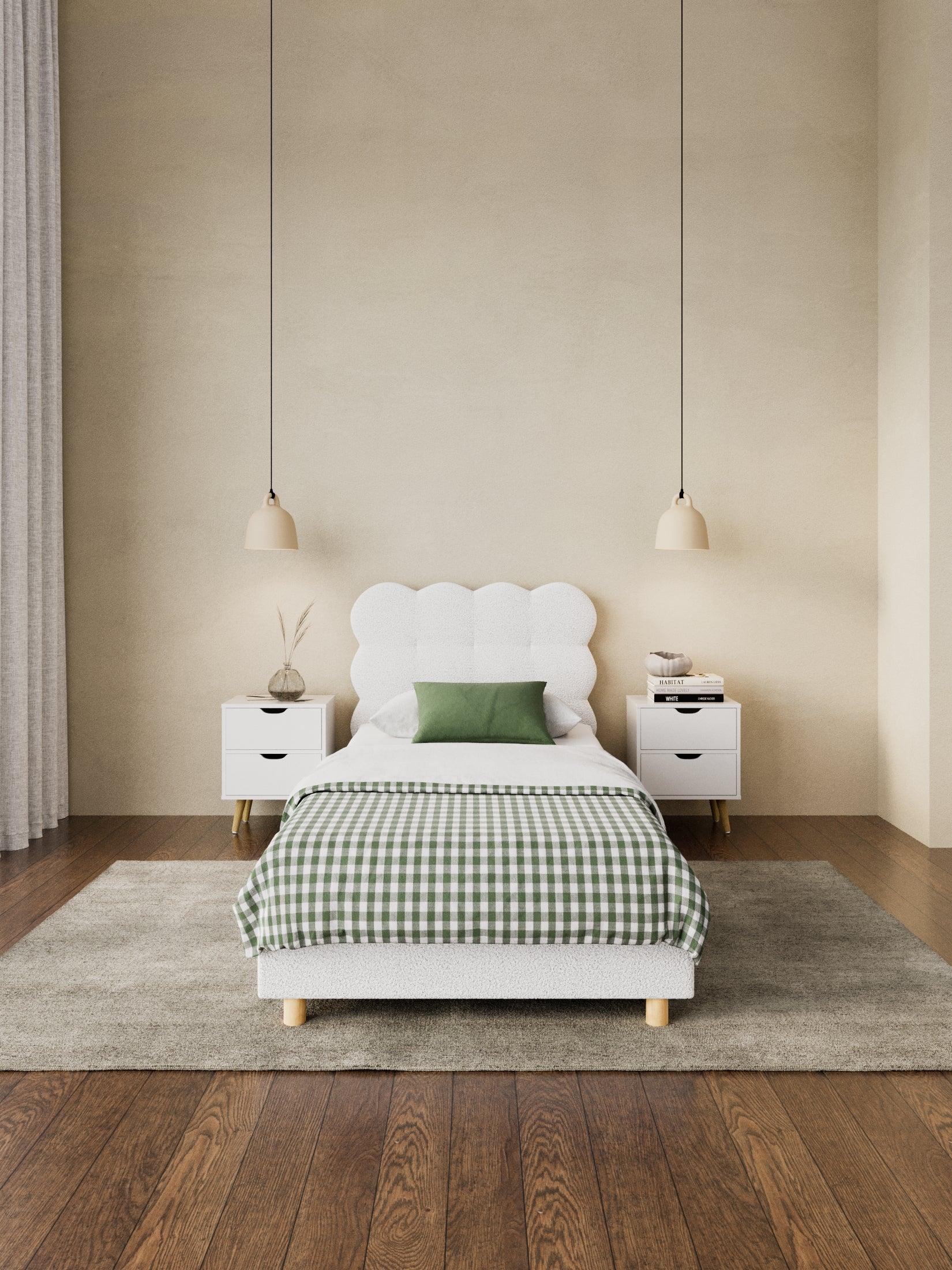 Alysha White Boucle Bed Frame - Image 4