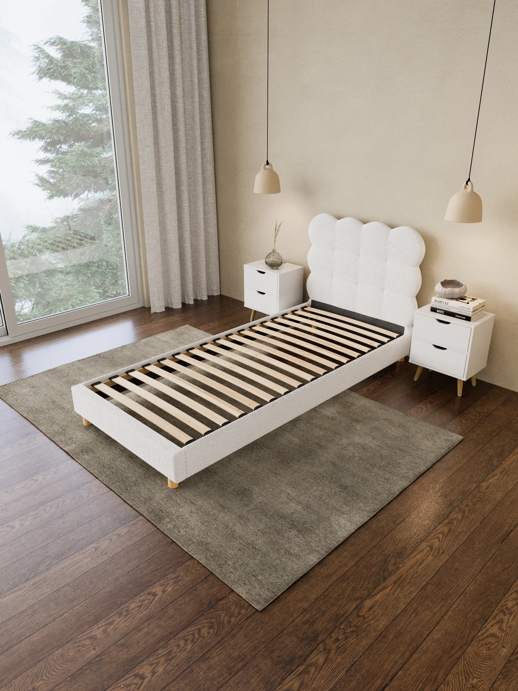 Alysha White Boucle Bed Frame - Image 5