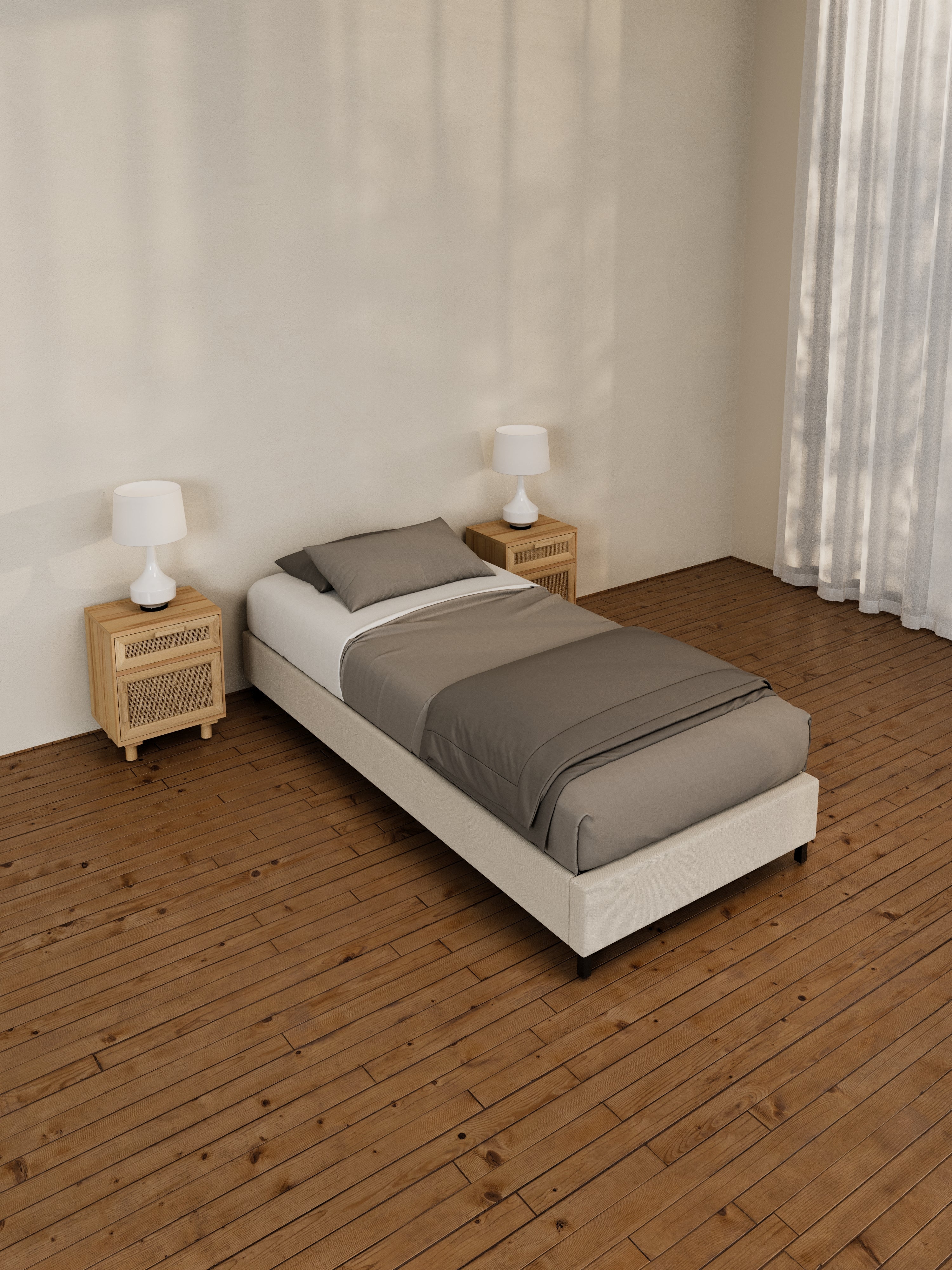 Amara Natural Beige Fabric Bed Base - Image 5