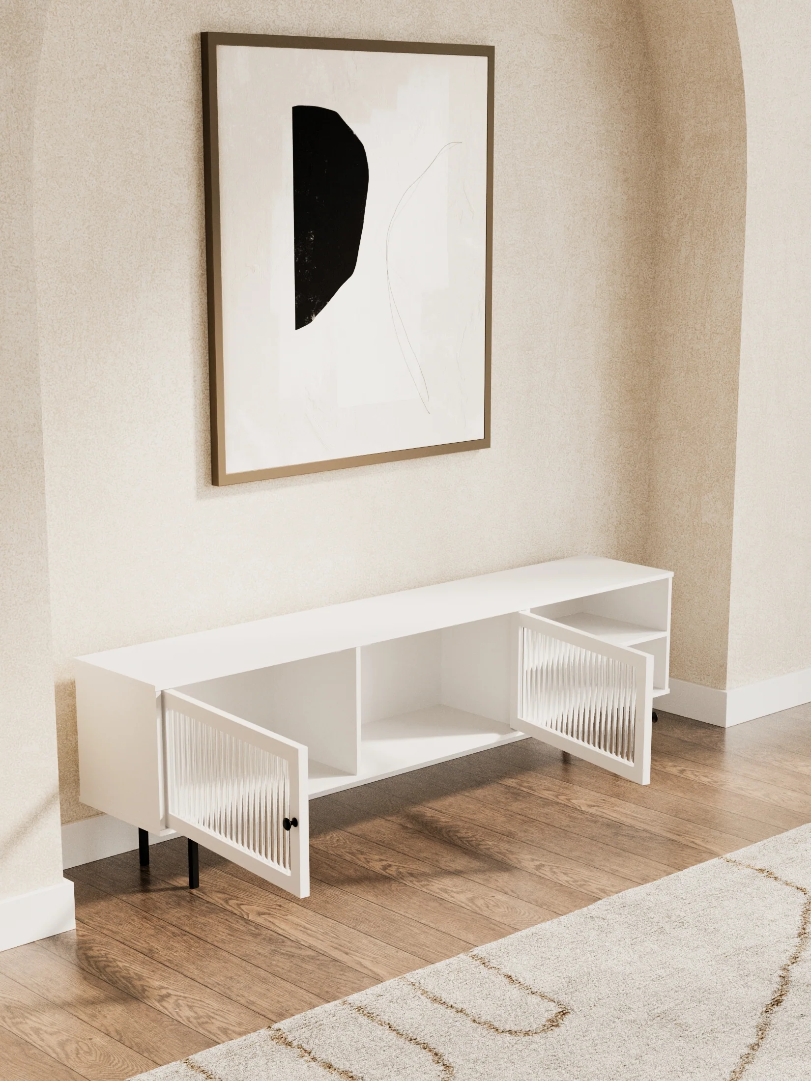 Bartlett Retro White Entertainment Unit 160cm - Image 3