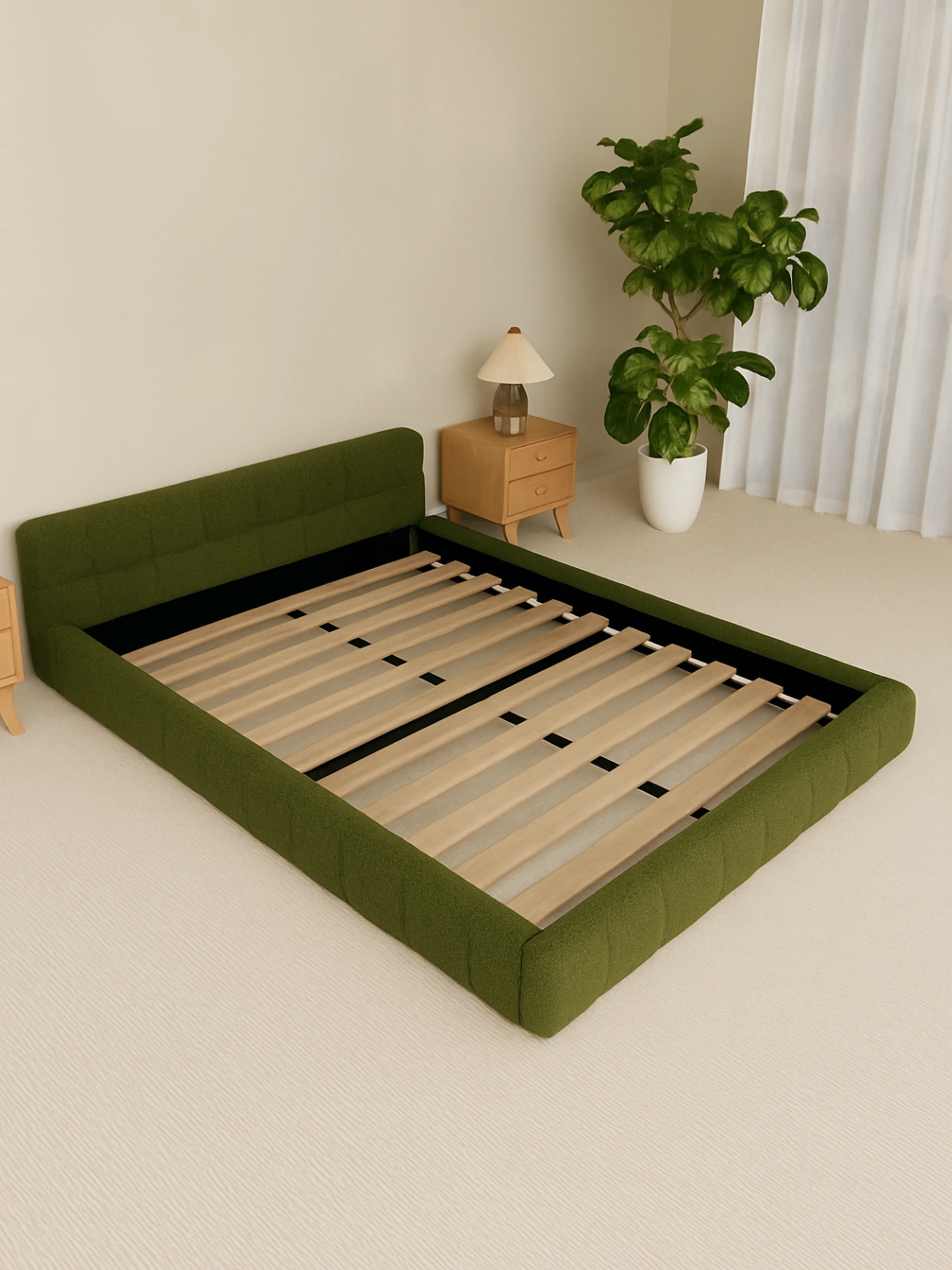 Byron Forest Green Cloud Boucle Bed Frame - Image 3