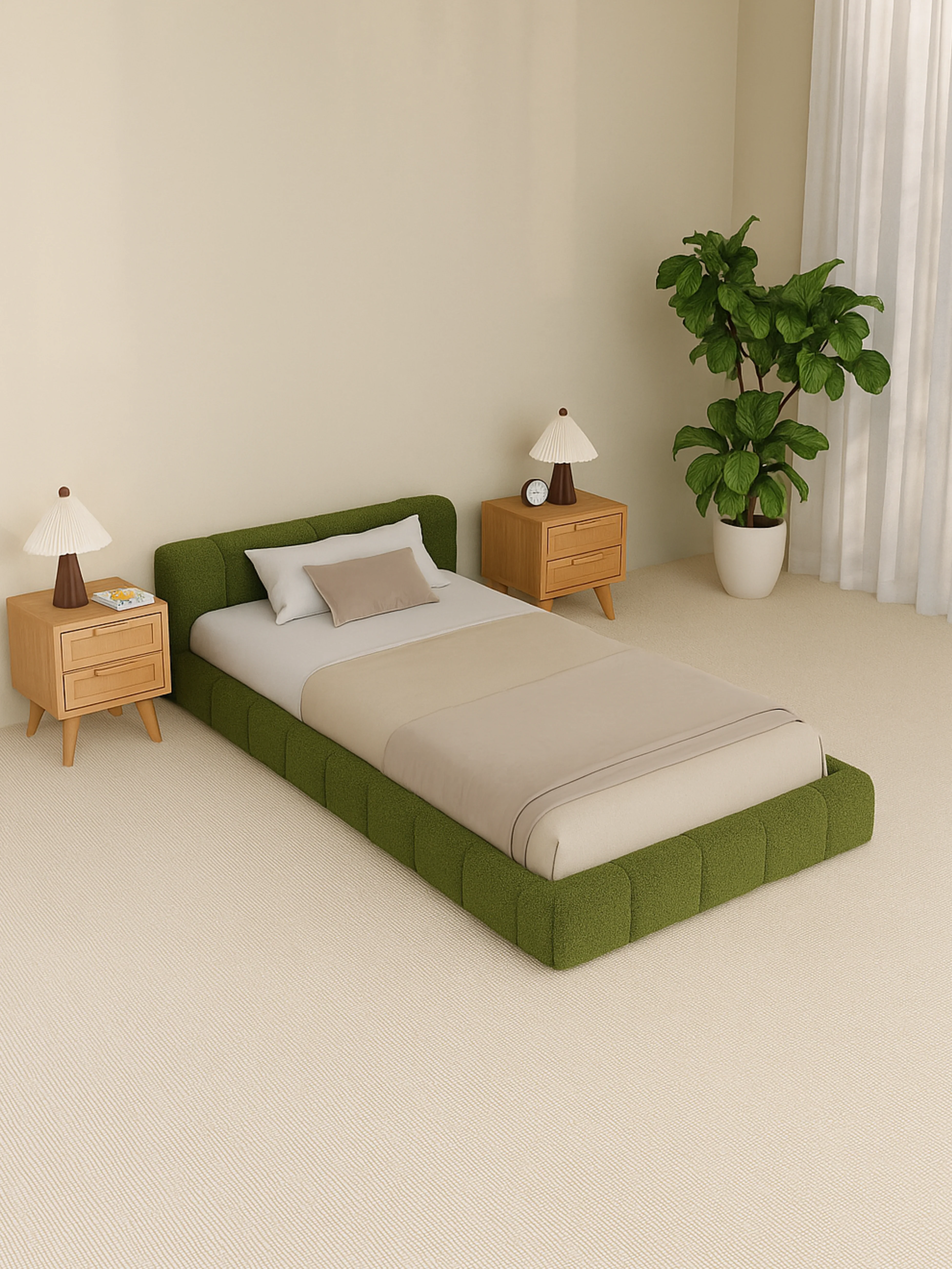 Byron Forest Green Cloud Boucle Bed Frame - Image 5