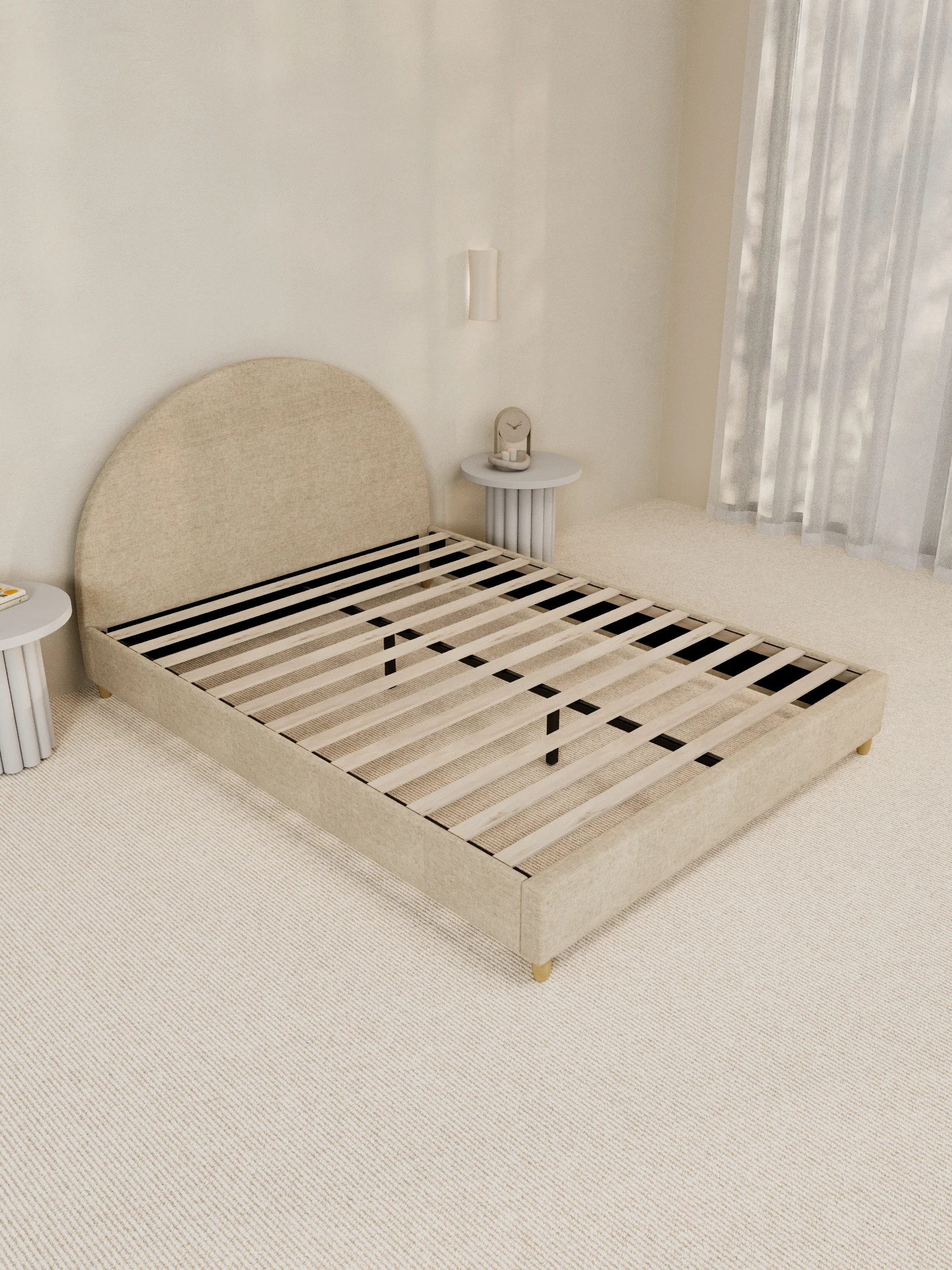 Carla Curve Beige Bed Frame - Image 3