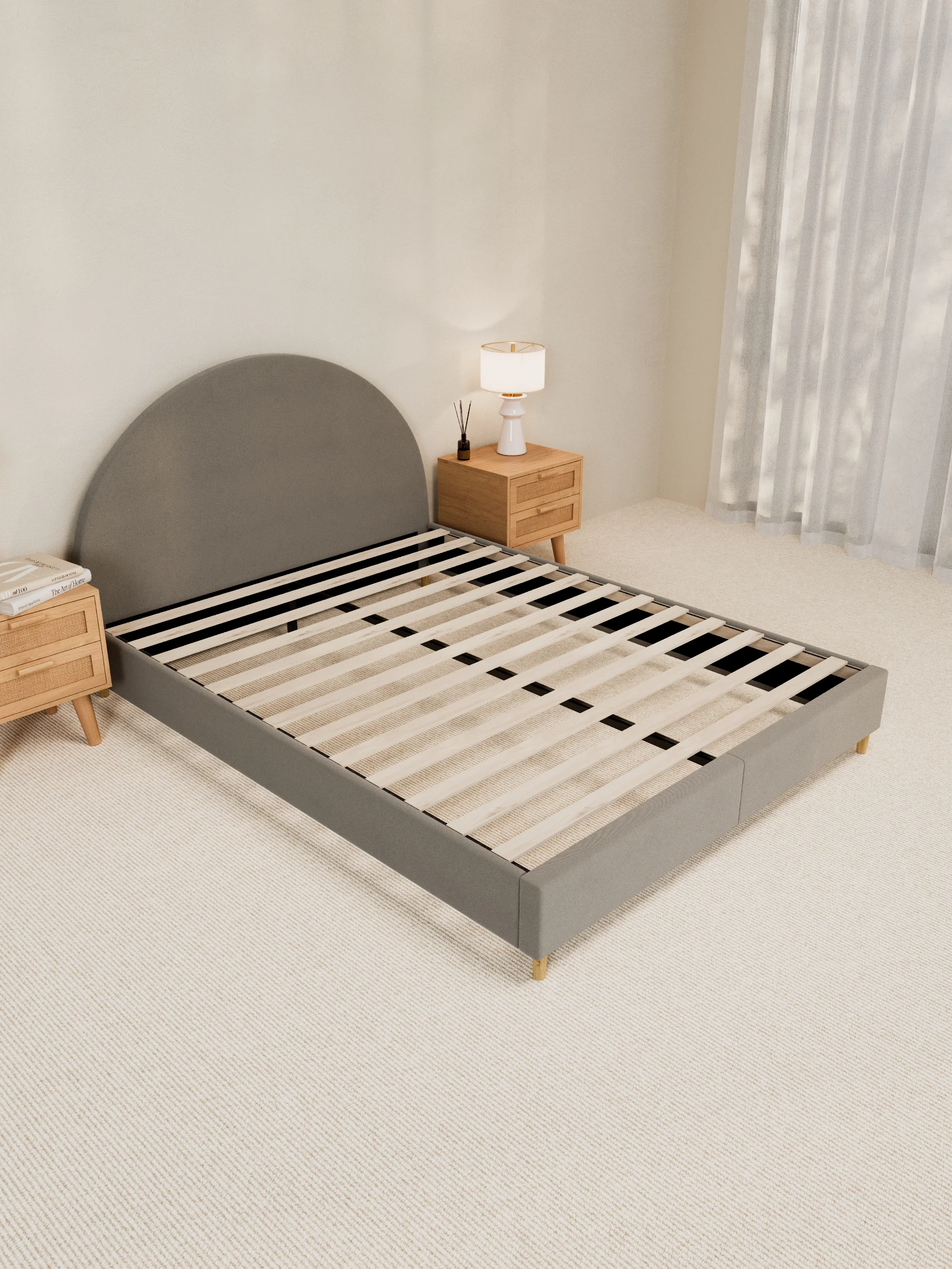 Charlie Curve Grey Fabric Bed Frame - Image 3