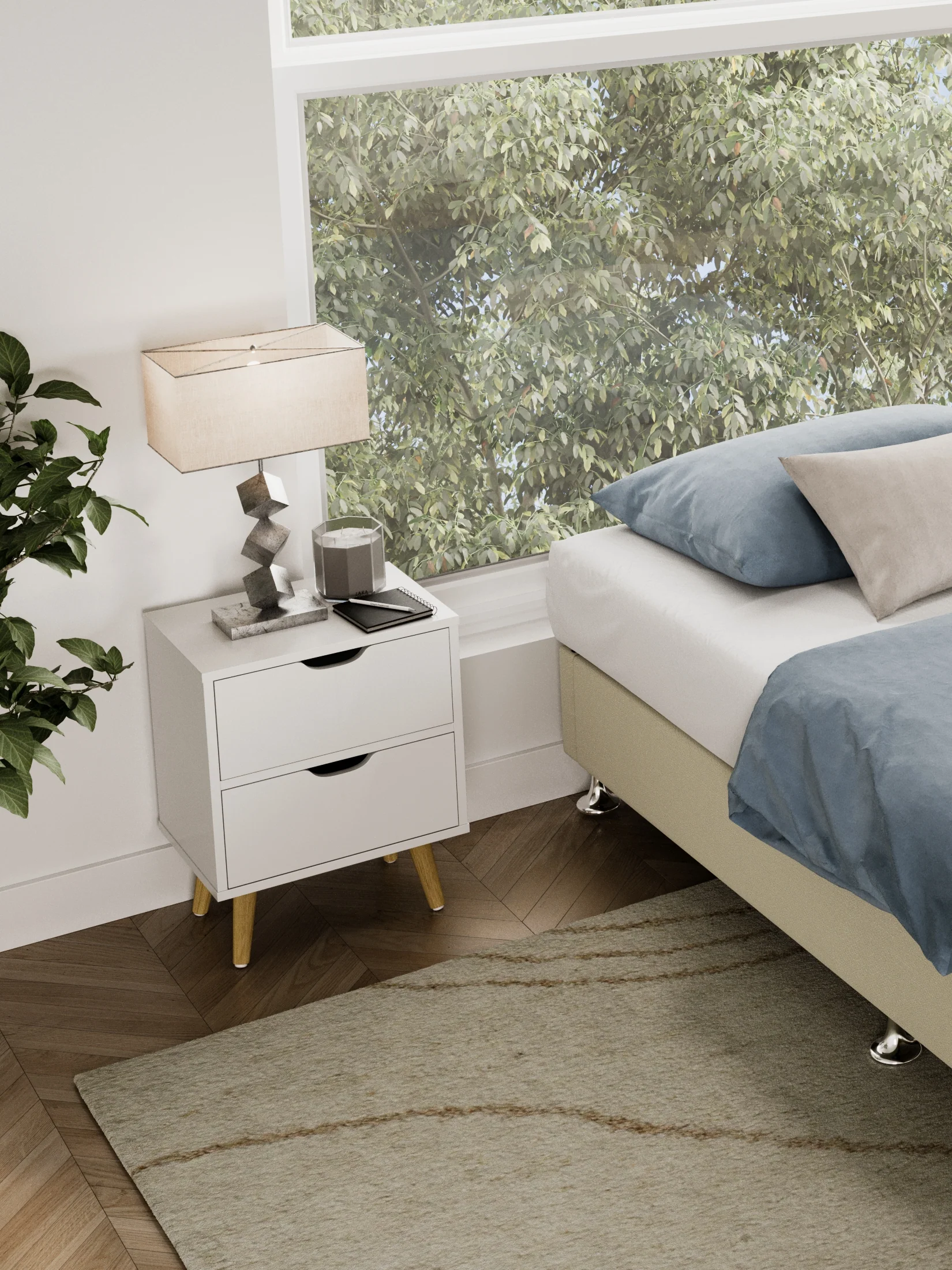 Chelsea White Wooden Bedside Table - Image 5