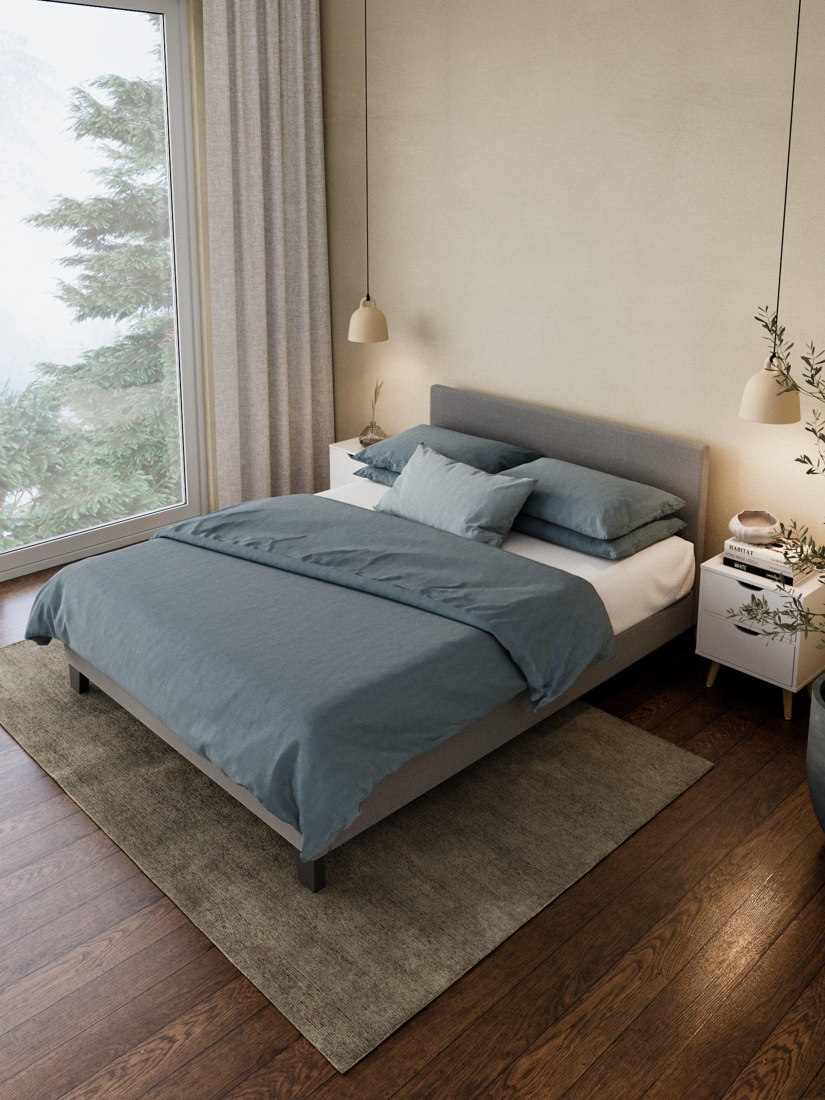 Francis Grey Fabric Bed Frame - Image 3