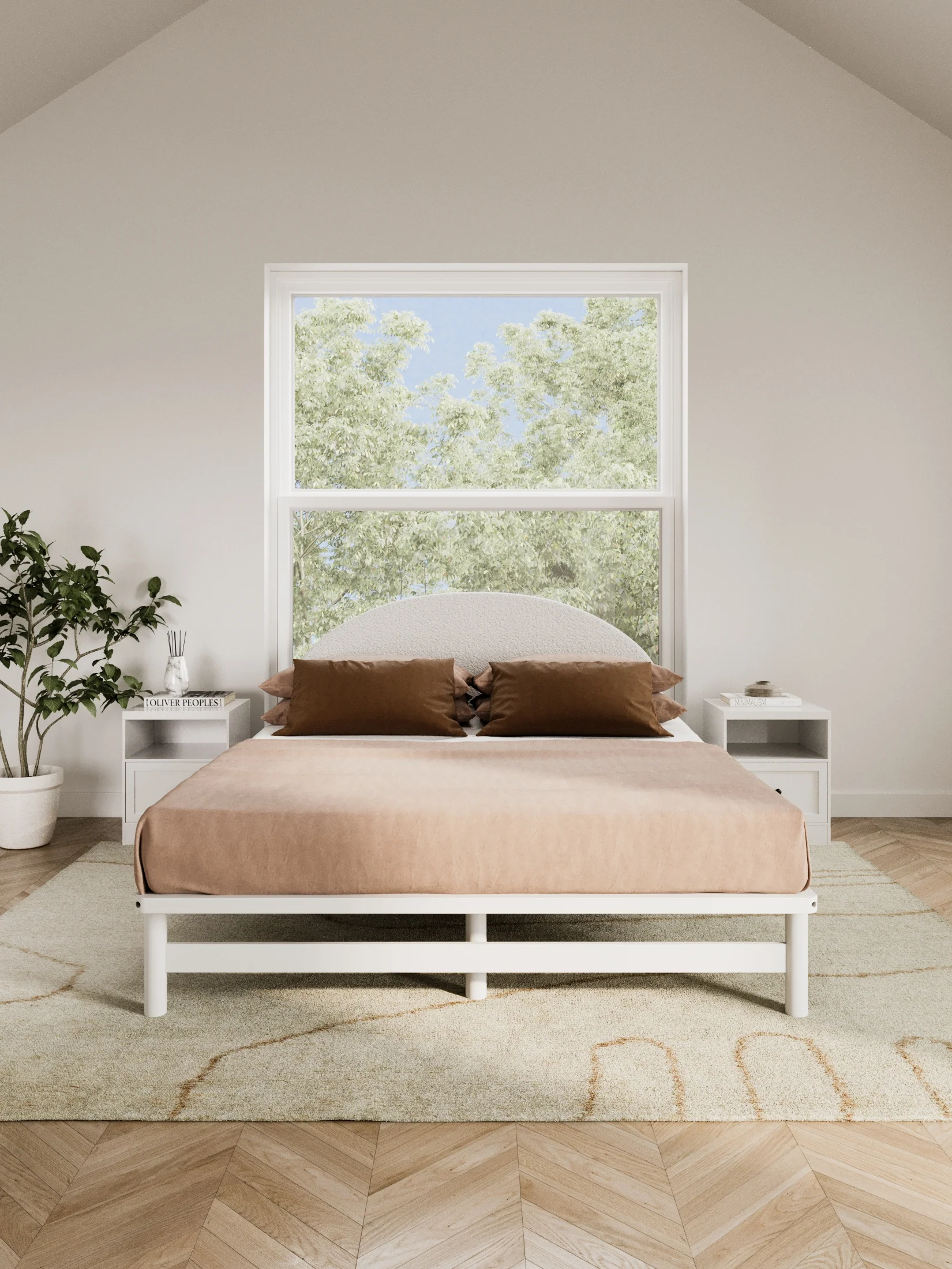Gemma White Boucle Arched Bedhead - Image 3