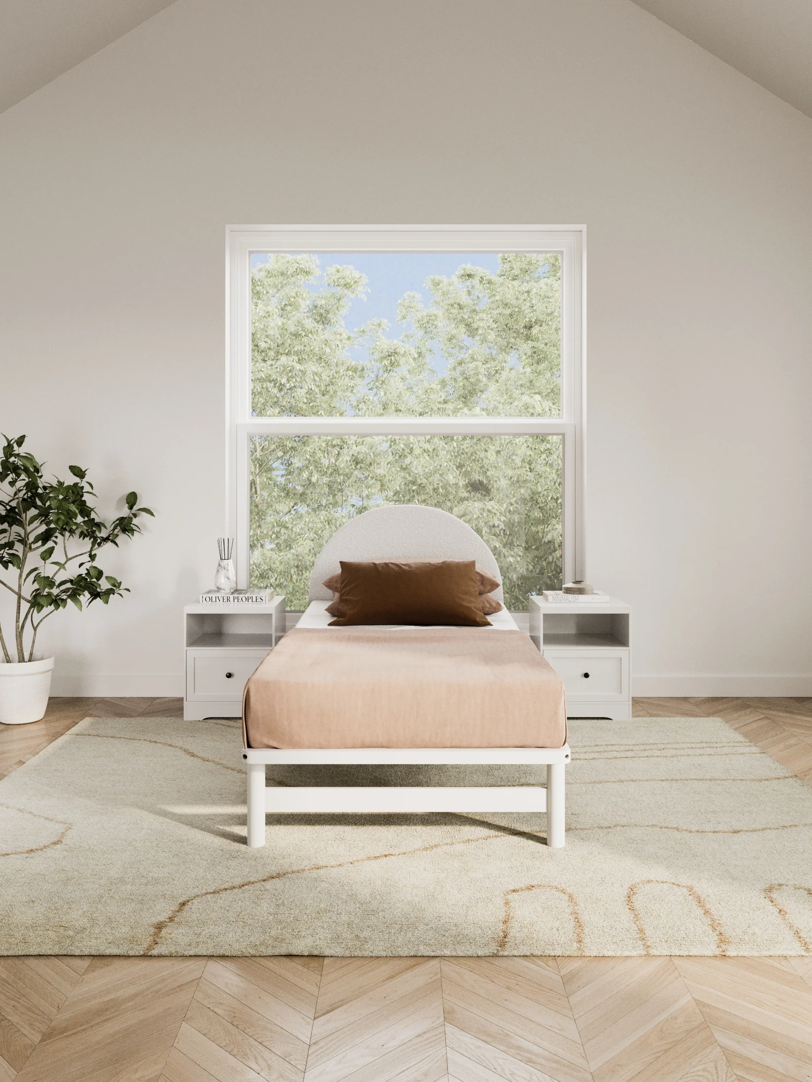 Gemma White Boucle Arched Bedhead - Image 6