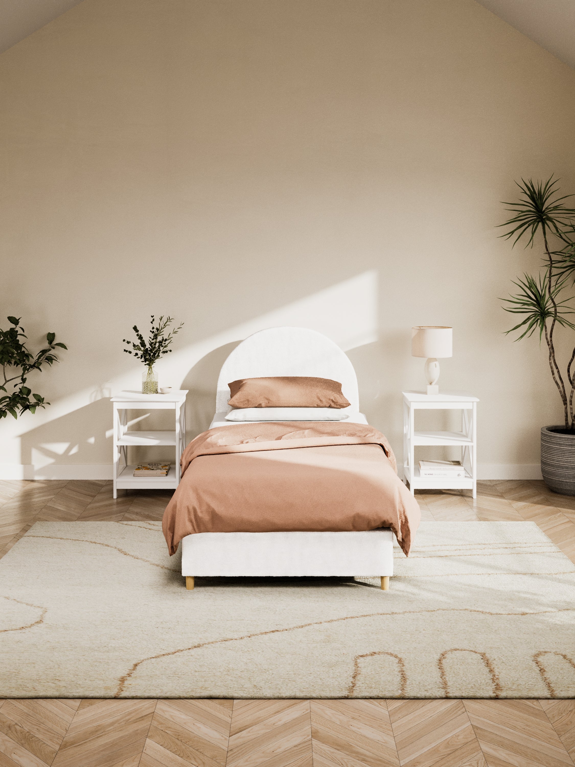 Georgia Curve White Boucle Bed Frame - Image 4