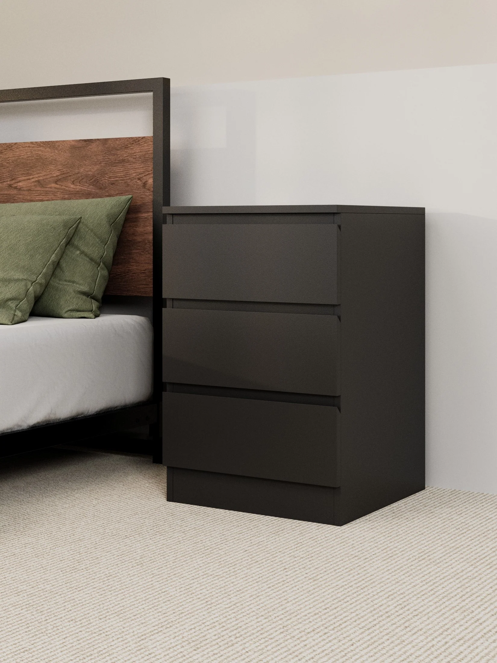 Grace Black Modern Bedside Table - Image 3