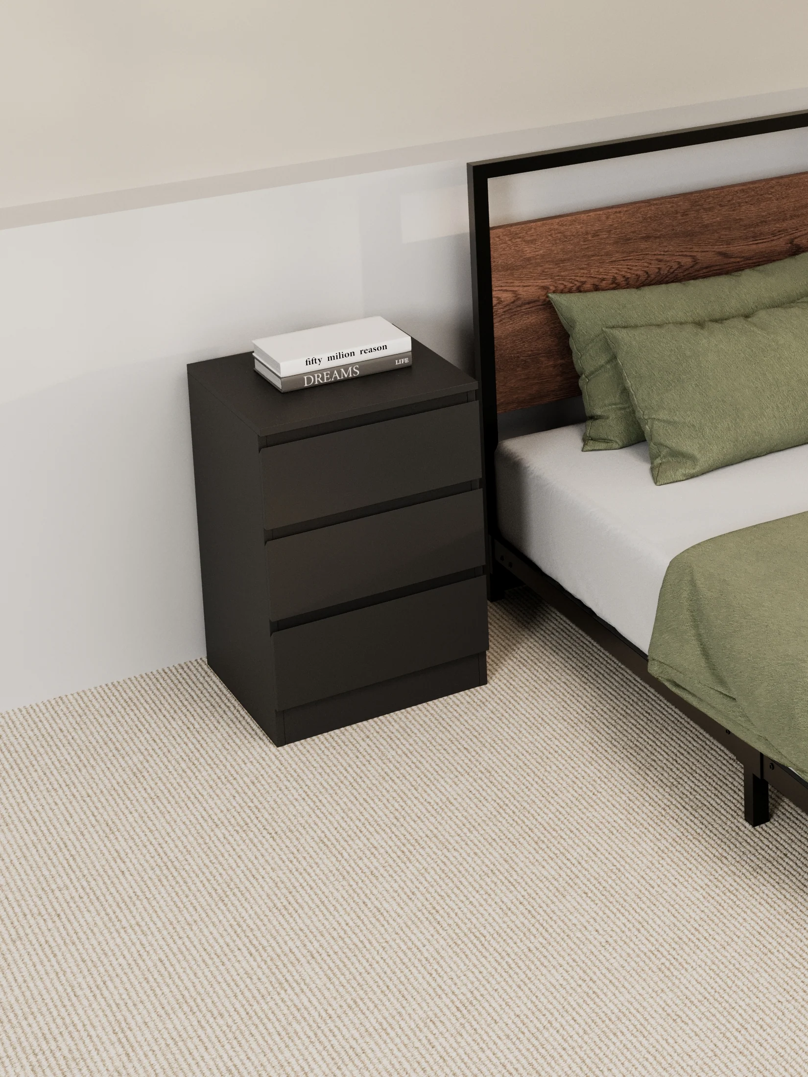 Grace Black Modern Bedside Table - Image 5