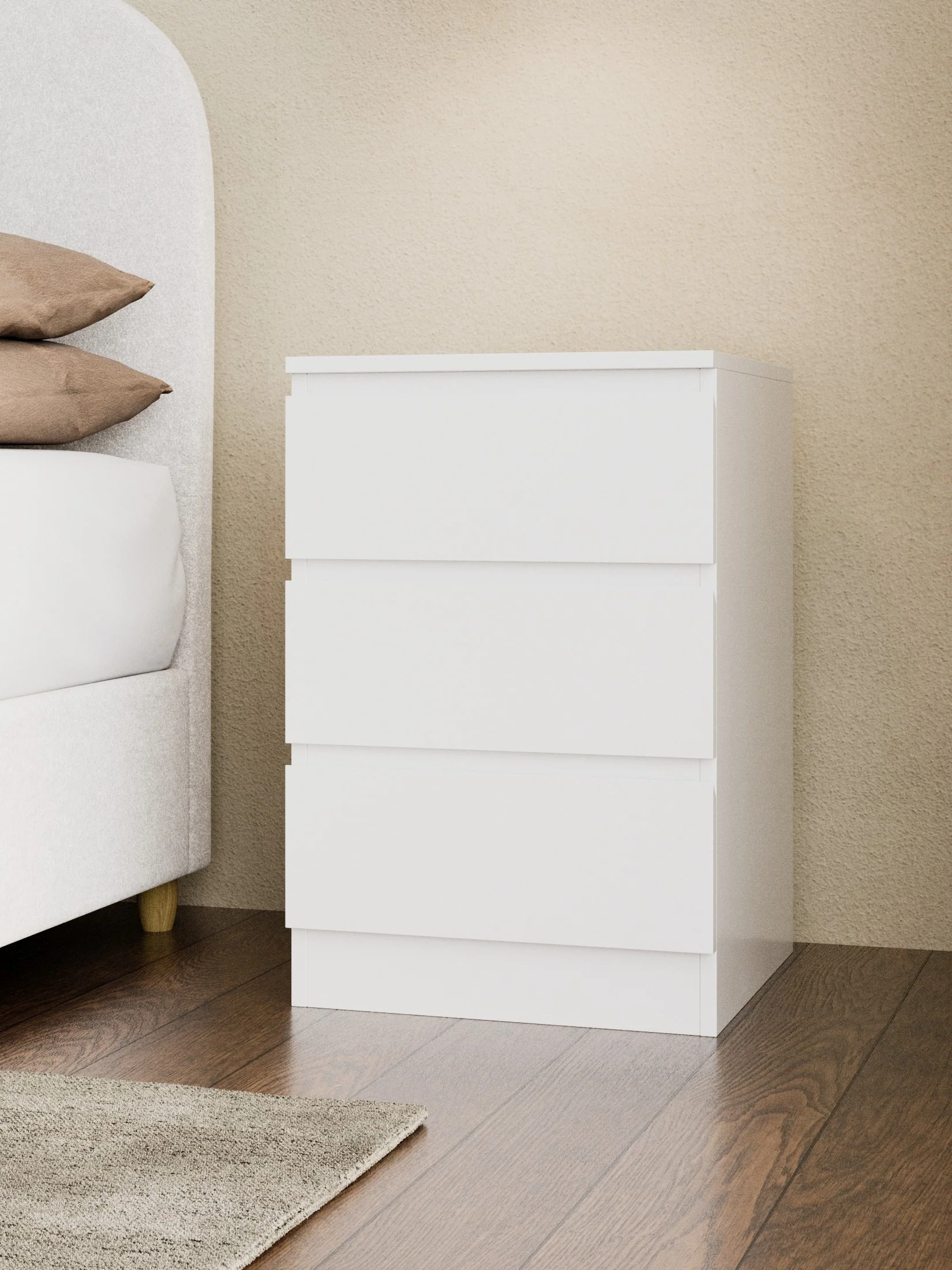 Grace White Modern Bedside Table - Image 3