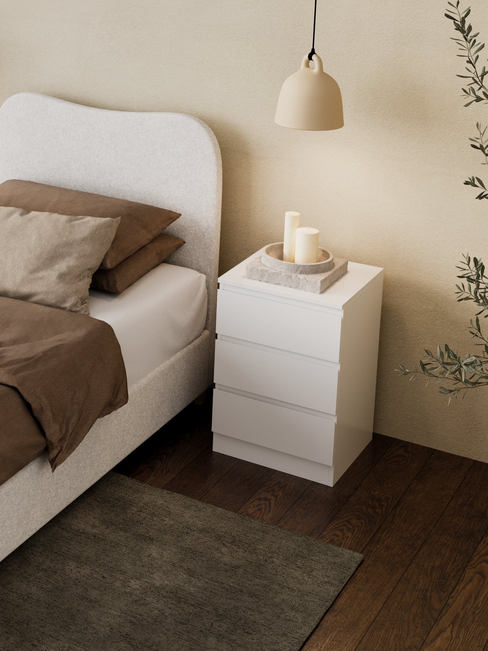 Grace White Modern Bedside Table - Image 5
