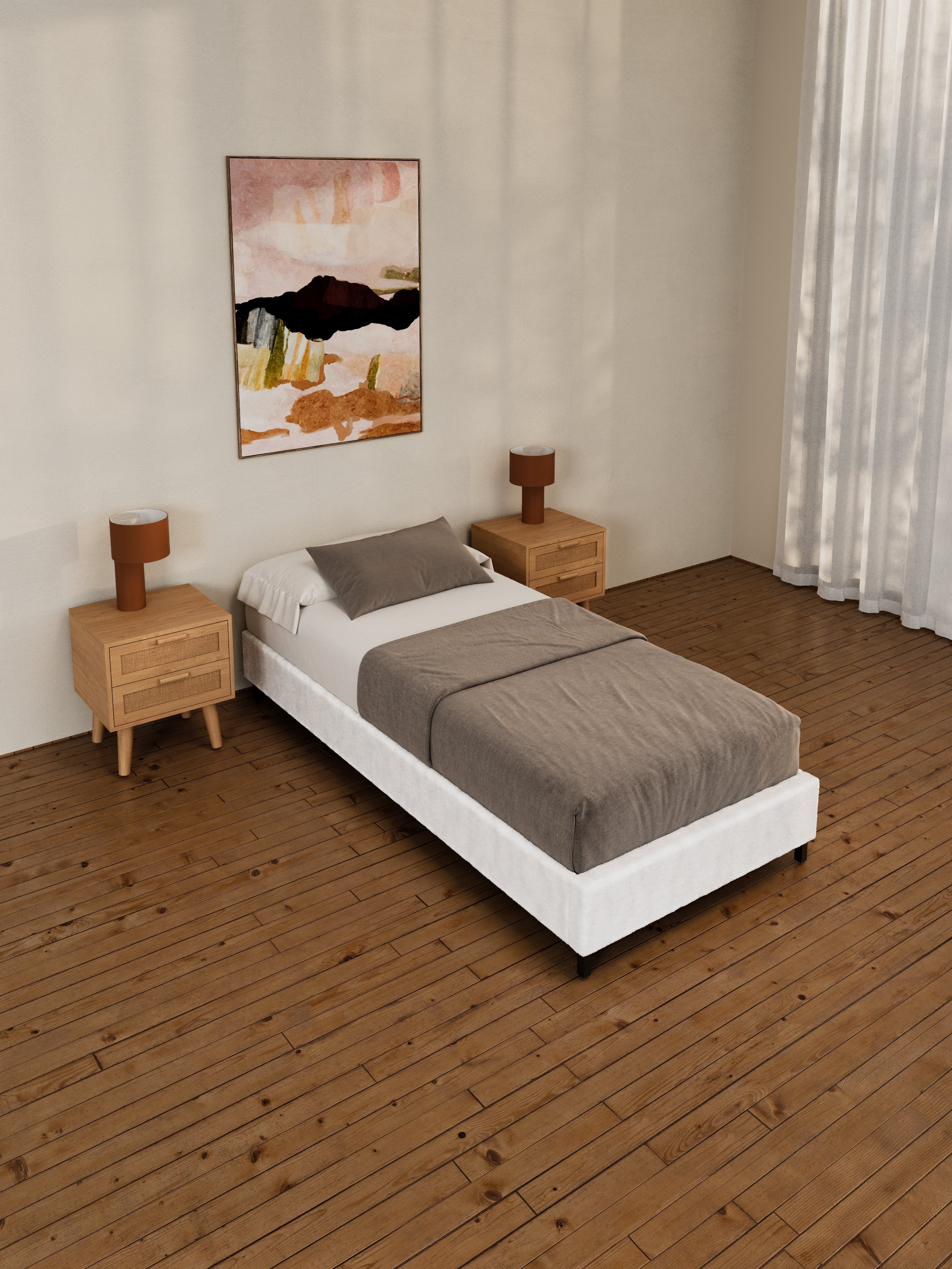 Helena White Boucle Fabric Bed Base - Image 4