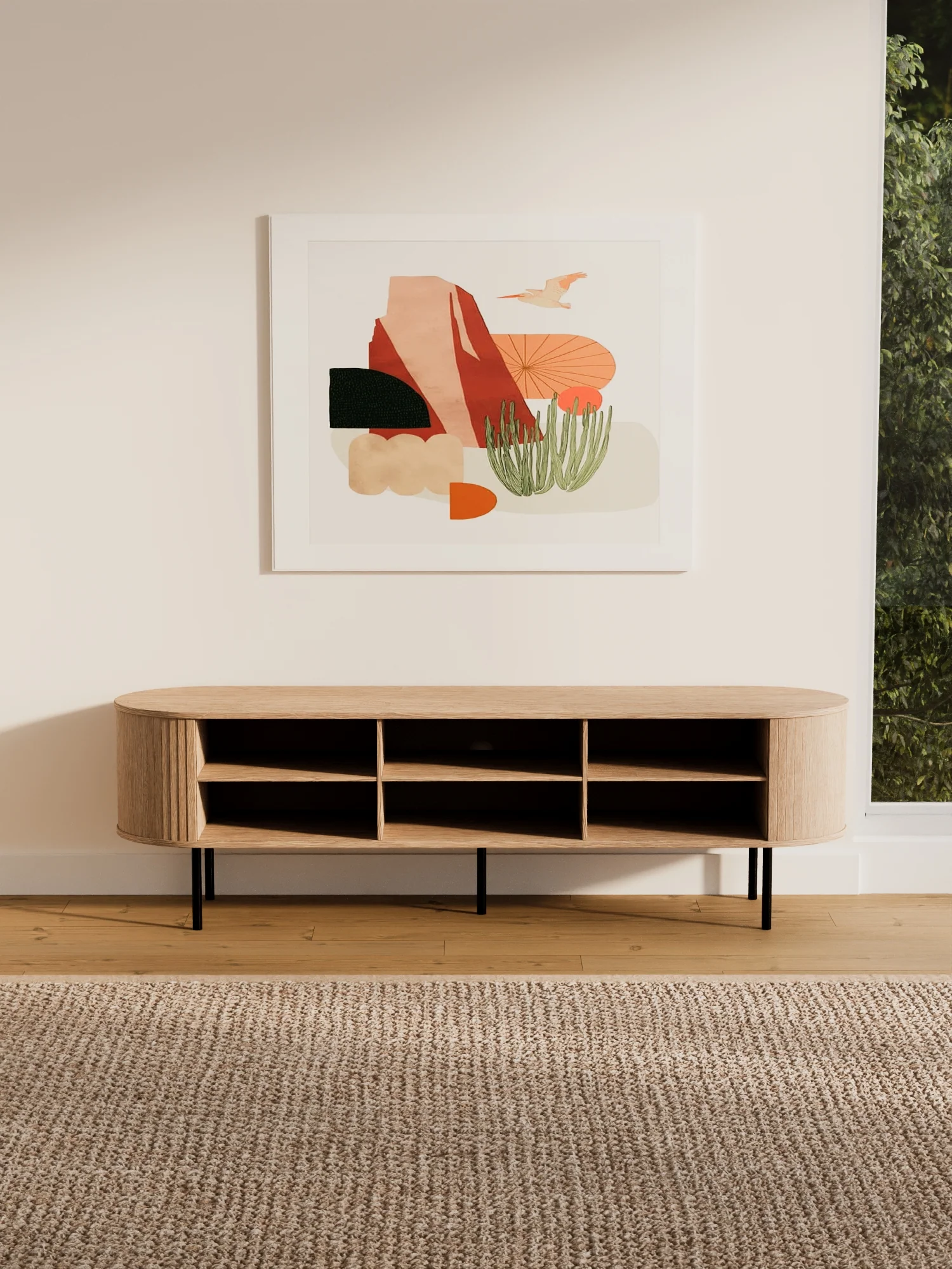 June Natural Fluted Entertainment Unit 170cm - Image 3