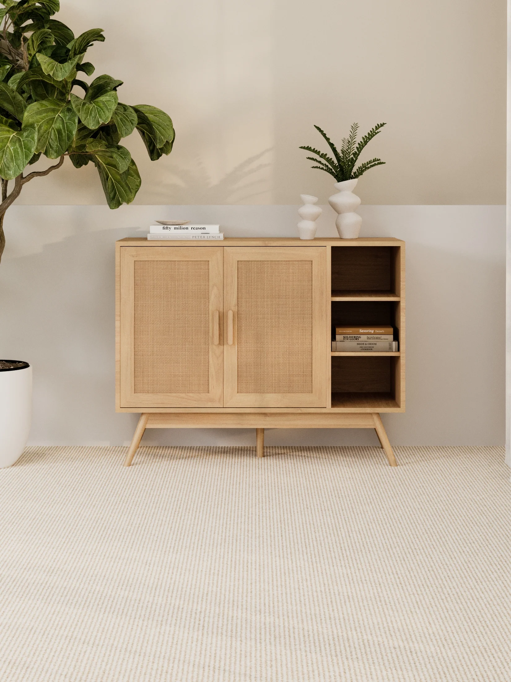 Laura Natural Rattan Sideboard Cabinet Bundle 200cm - Image 4