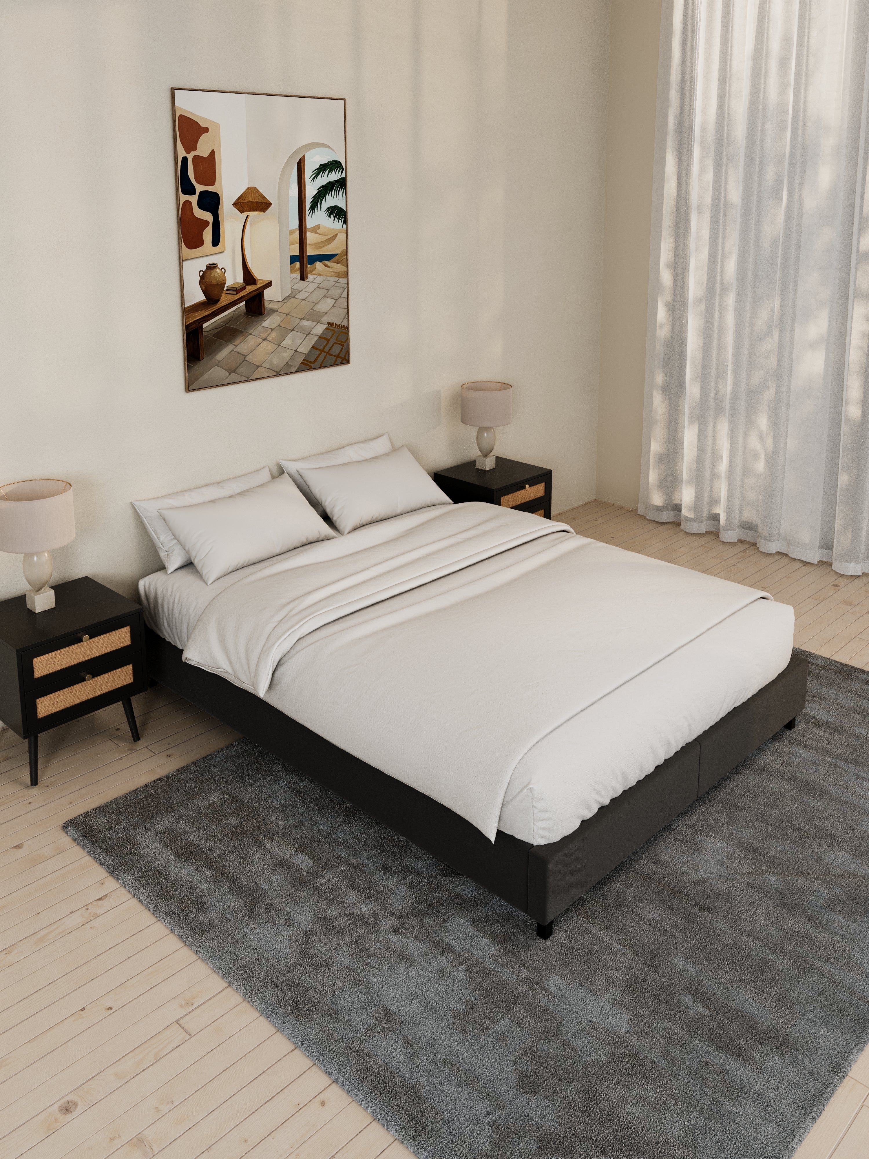 Lewis Charcoal Fabric Bed Base - Image 3