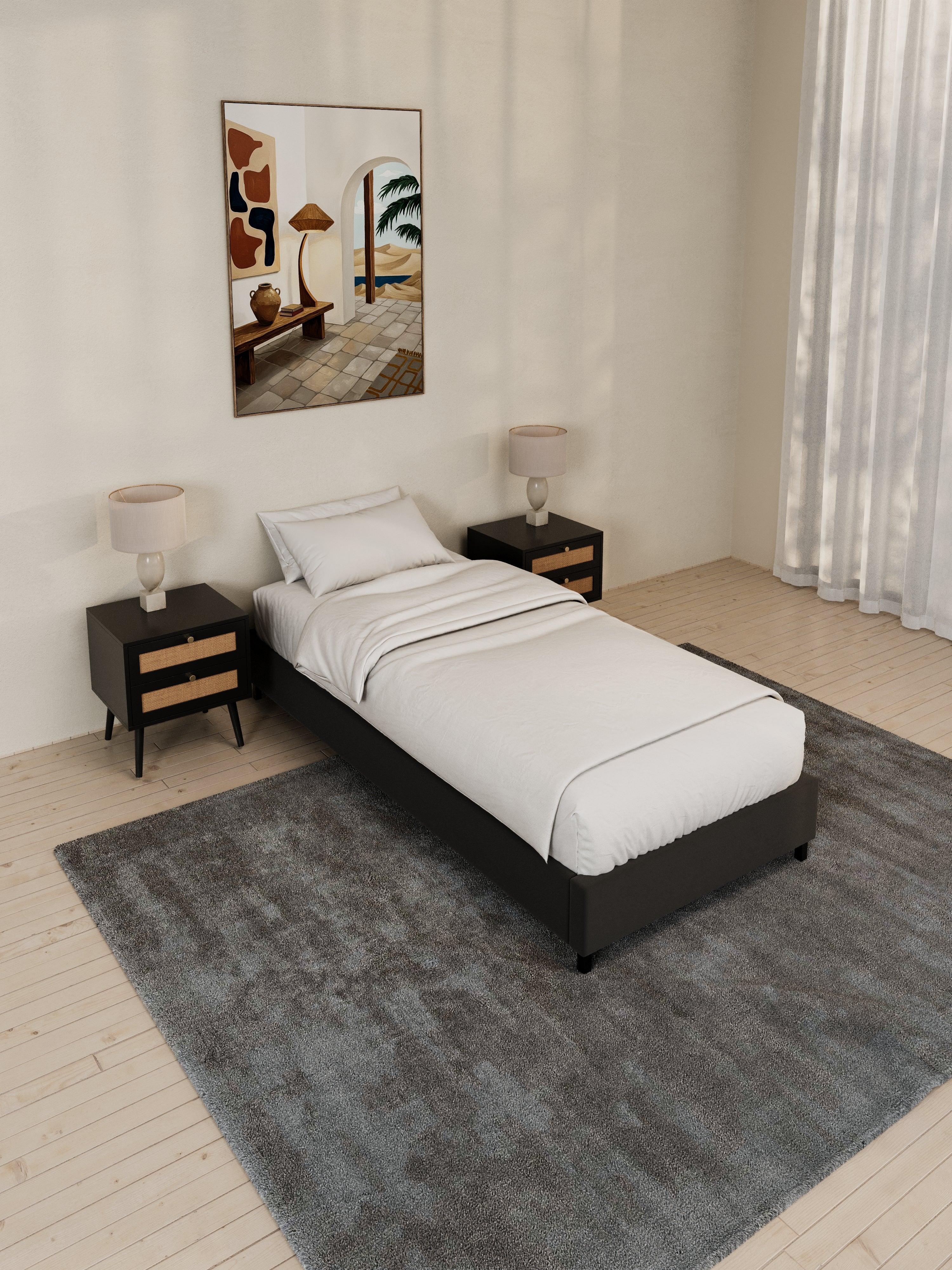 Lewis Charcoal Fabric Bed Base - Image 6