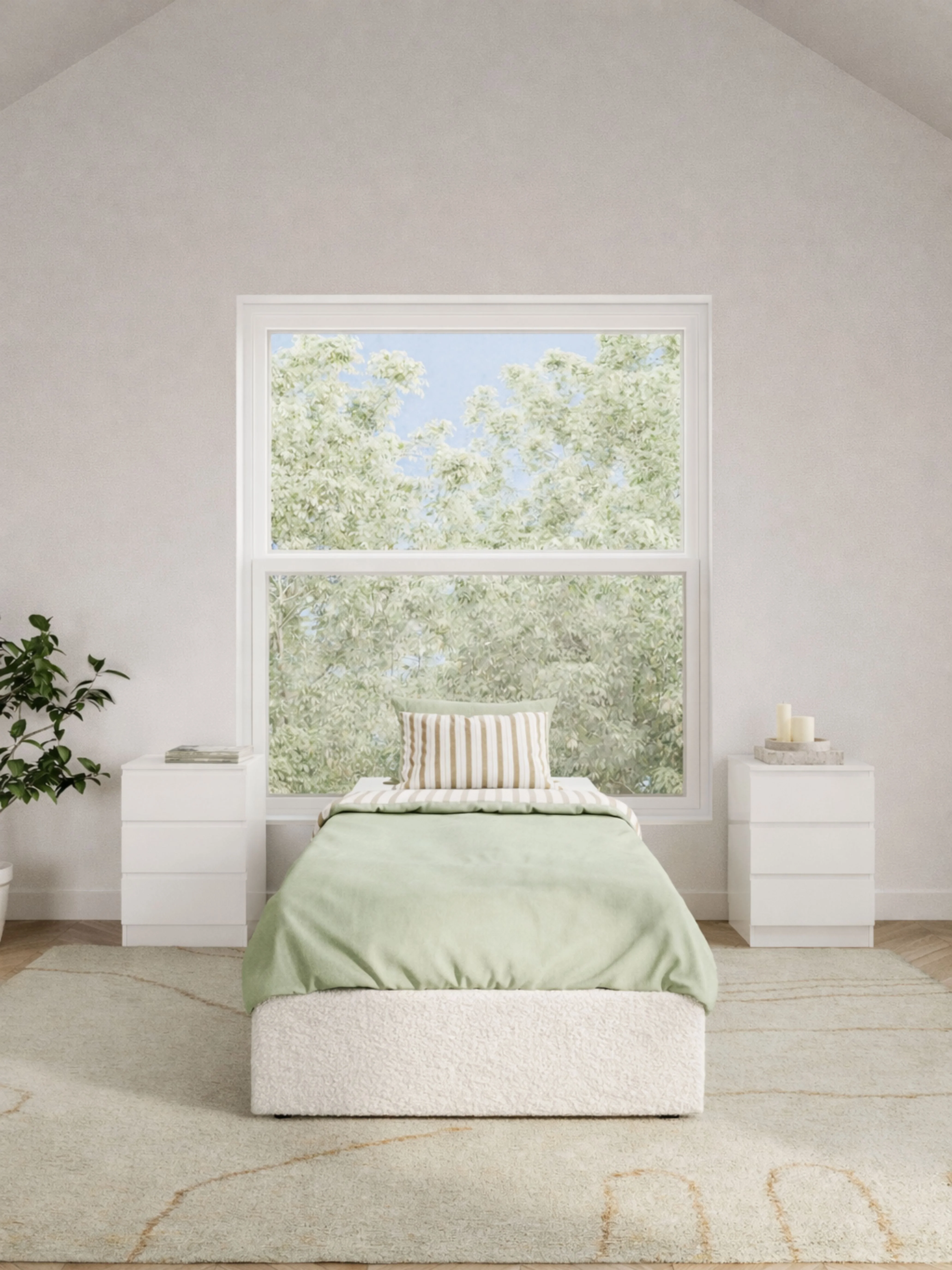 Lola White Boucle Gas Lift Bed Base - Image 4