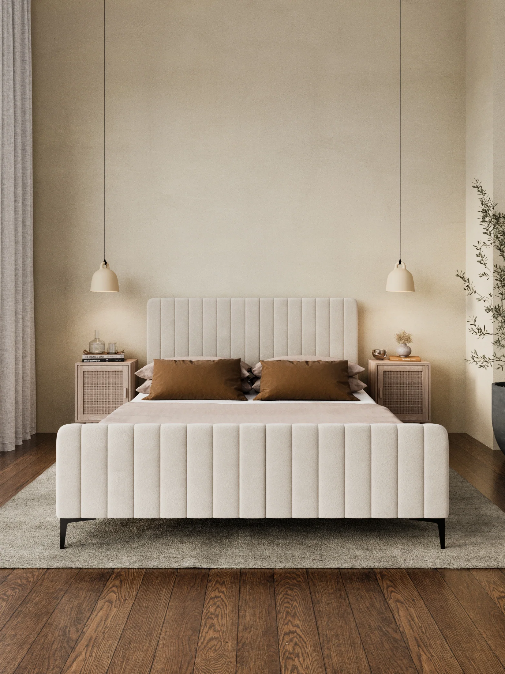 Mandy Off White Velvet Bed Frame - Image 3