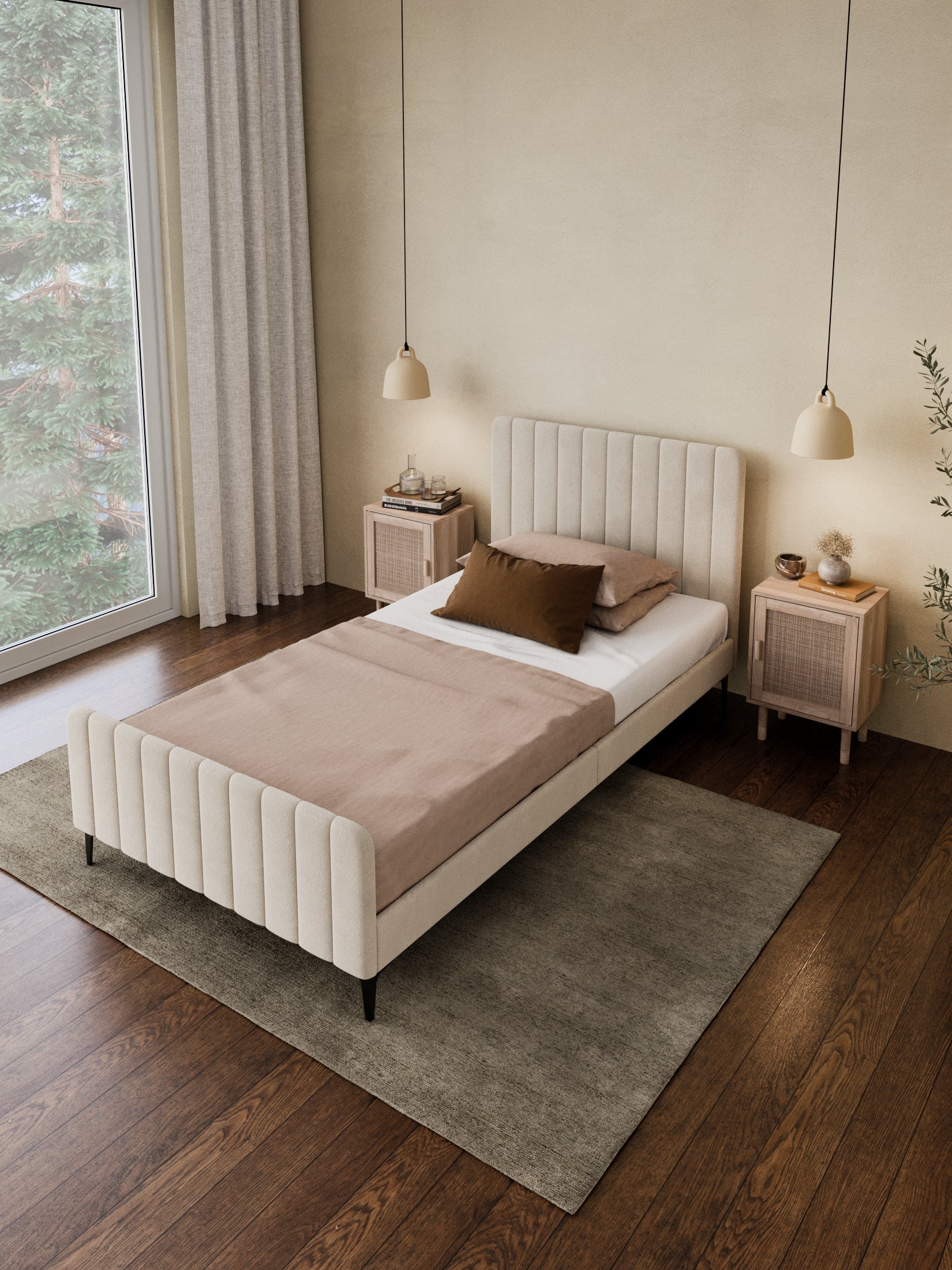 Mandy Off White Velvet Bed Frame - Image 4