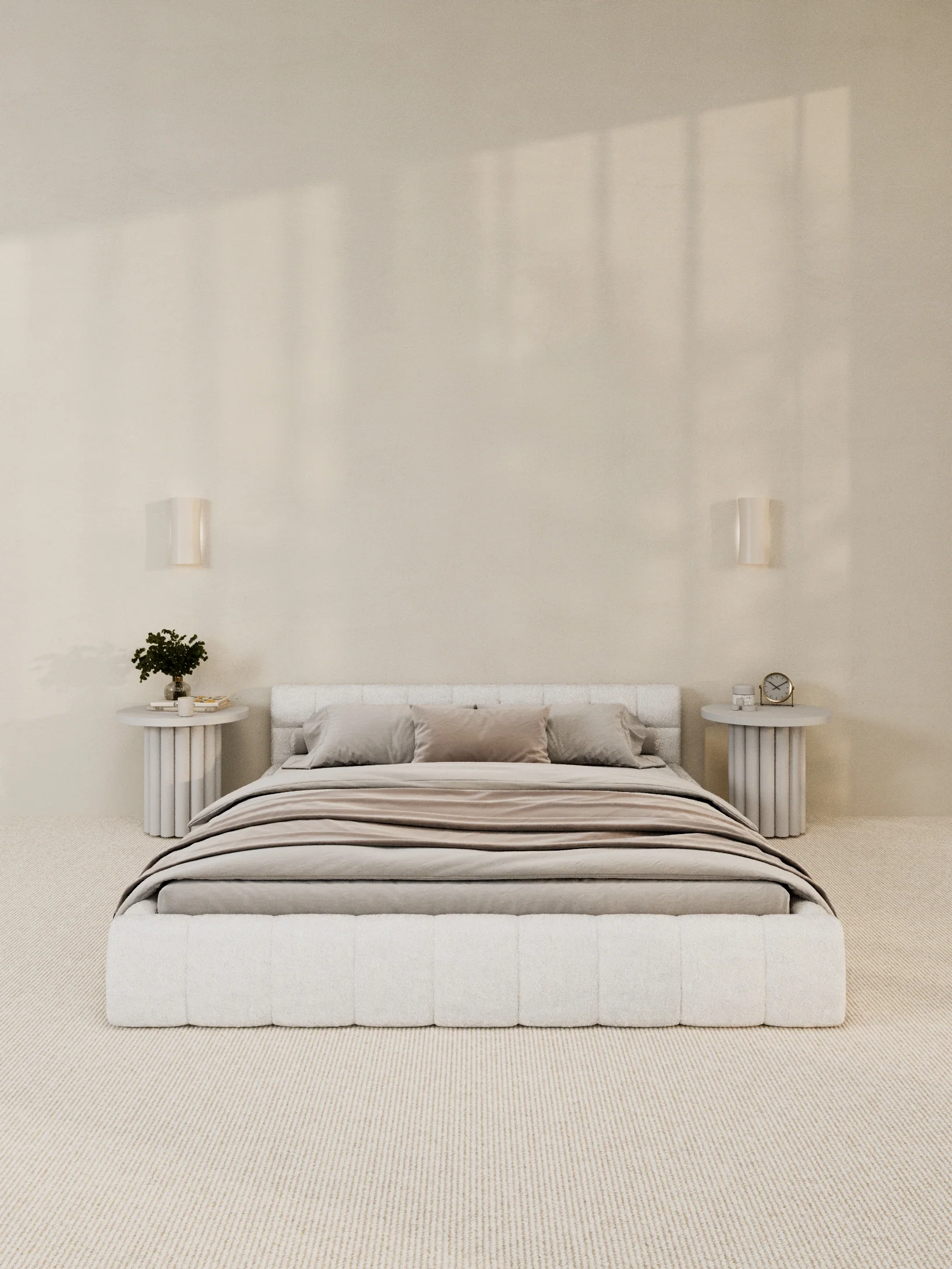 Marshmallow White Cloud Boucle Bed Frame - Image 3
