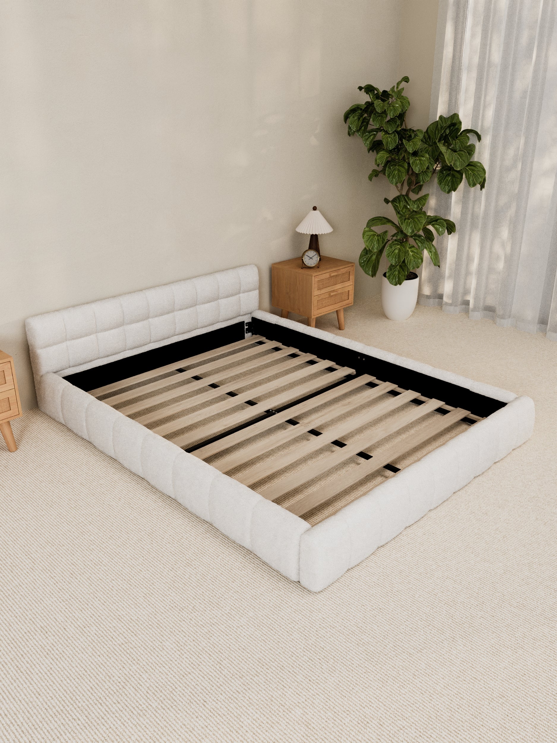 Marshmallow White Cloud Boucle Bed Frame - Image 4