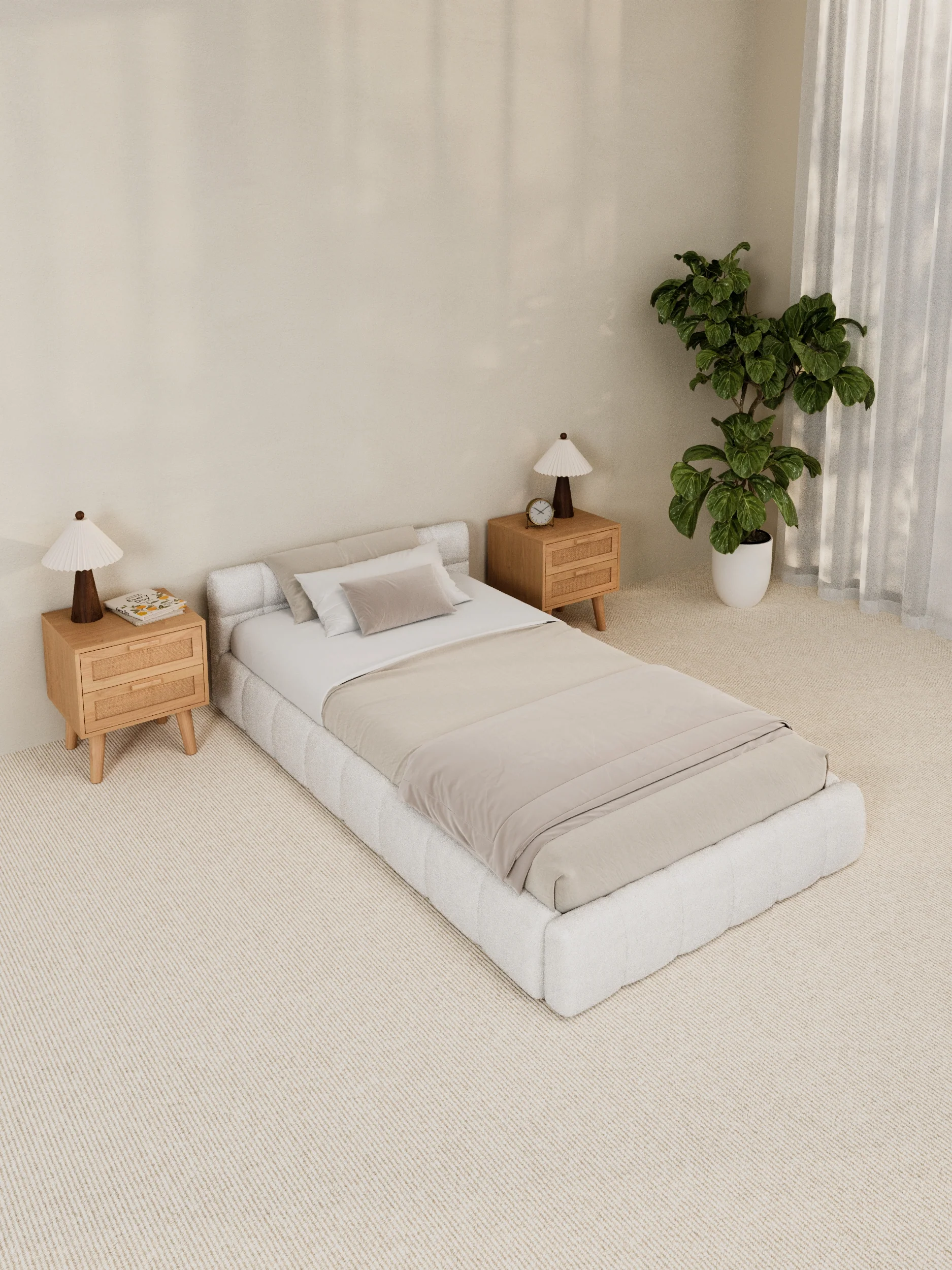 Marshmallow White Cloud Boucle Bed Frame - Image 6