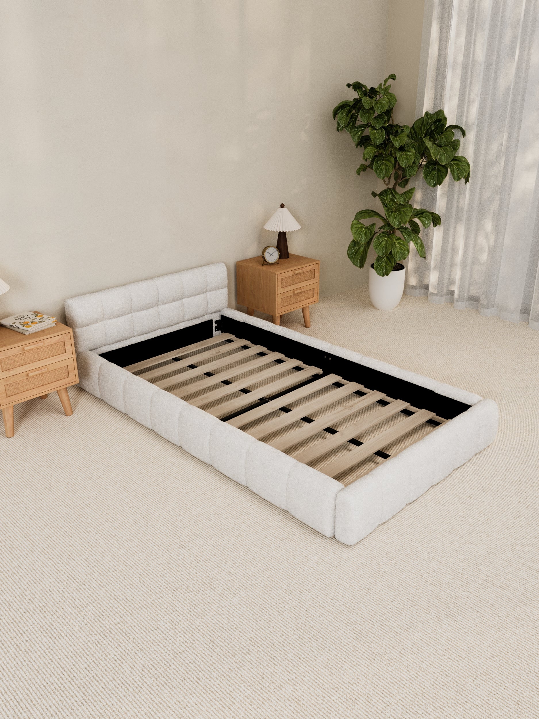 Marshmallow White Cloud Boucle Bed Frame - Image 8