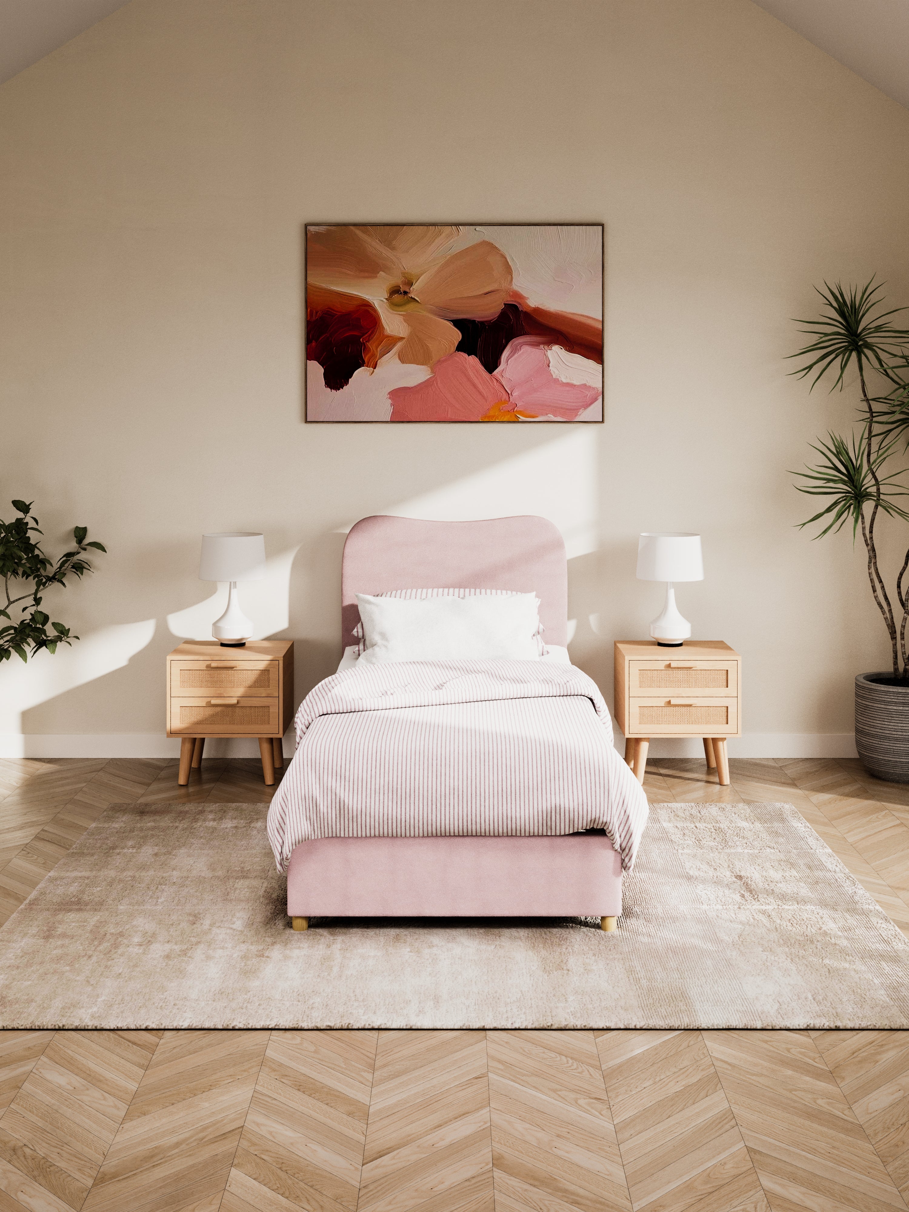 May Plush Pink Wavy Boucle Bed Frame - Image 4
