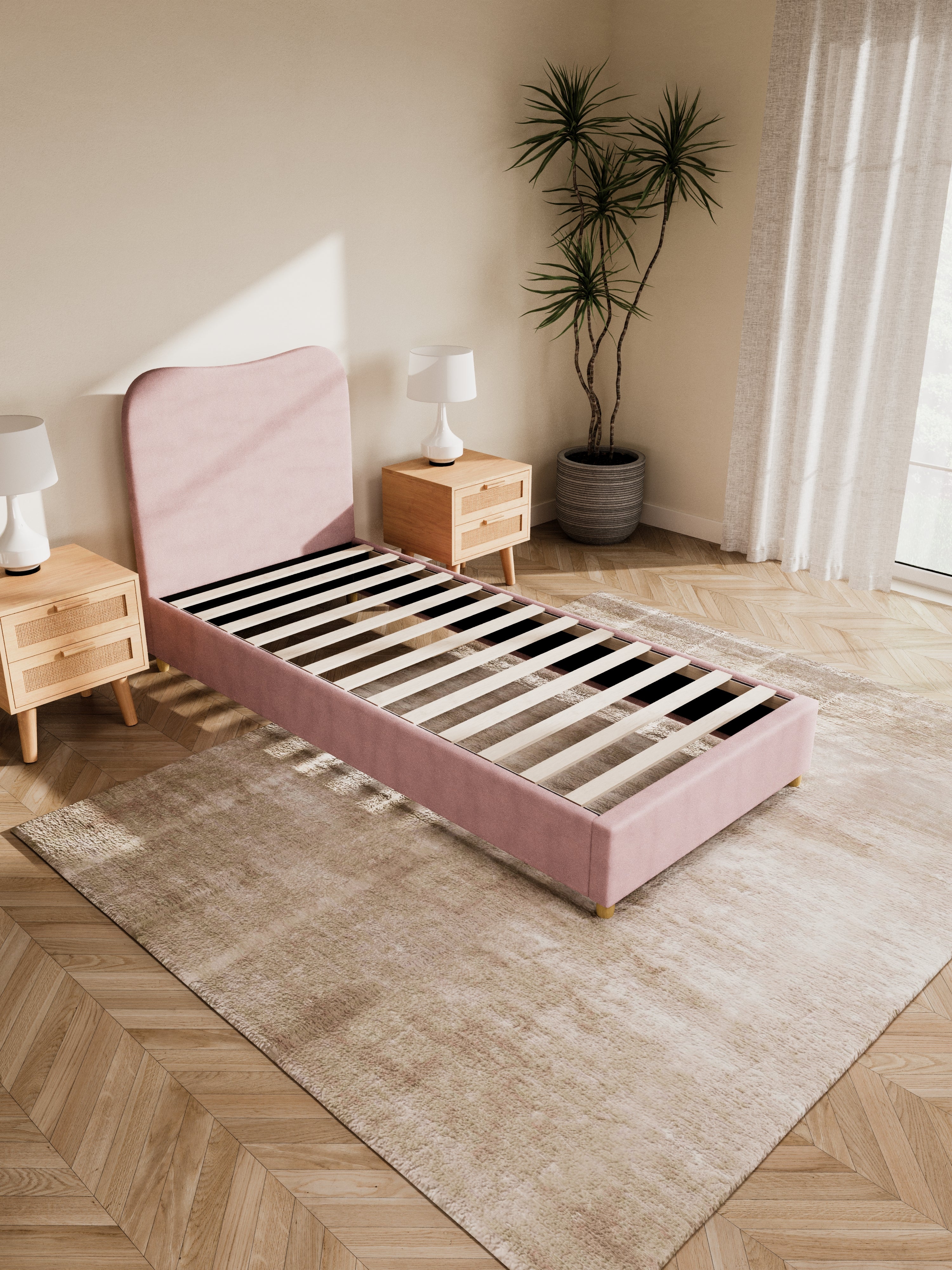 May Plush Pink Wavy Boucle Bed Frame - Image 6