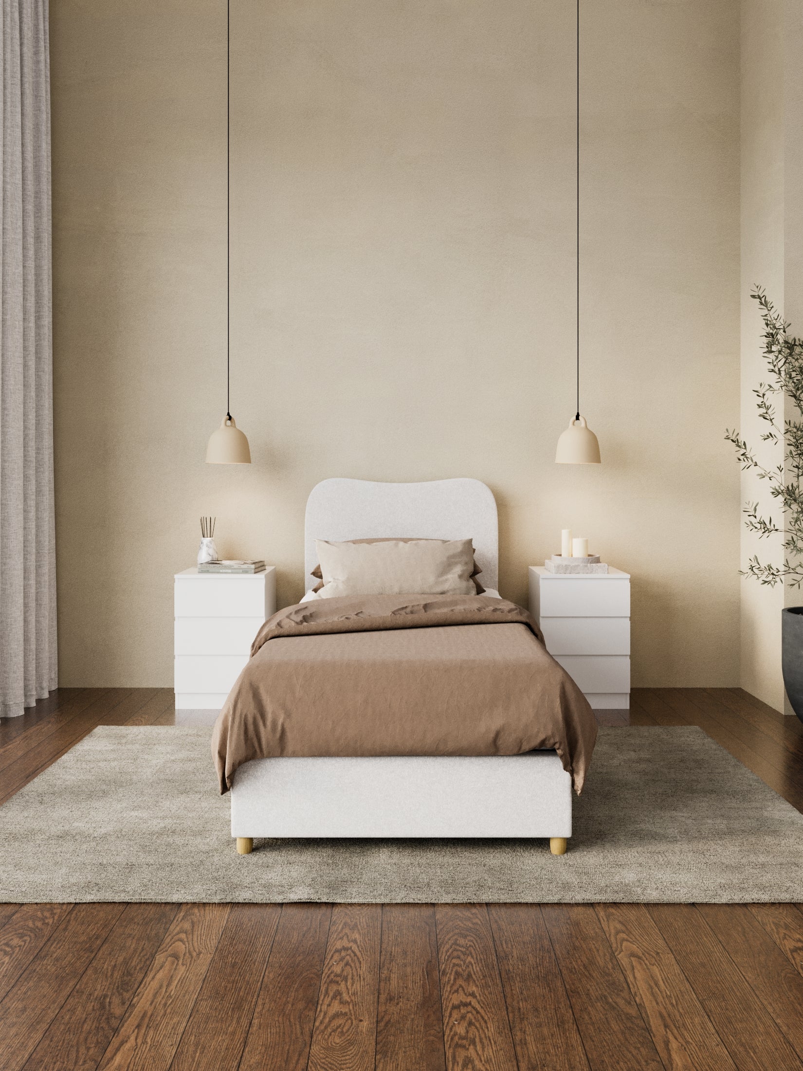 May White Wavy Boucle Bed Frame - Image 6