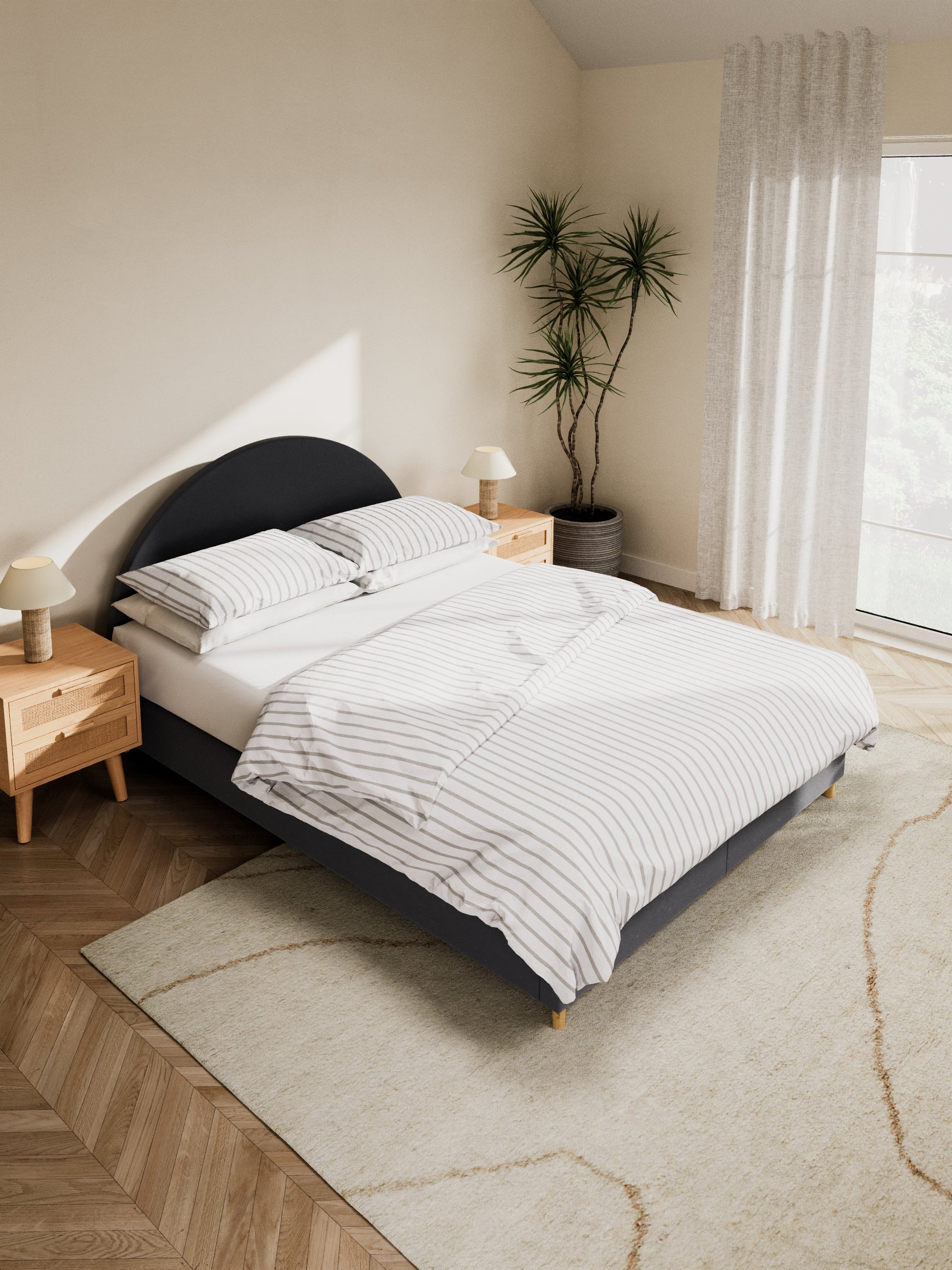Nelson Curve Charcoal Fabric Bed Frame - Image 3