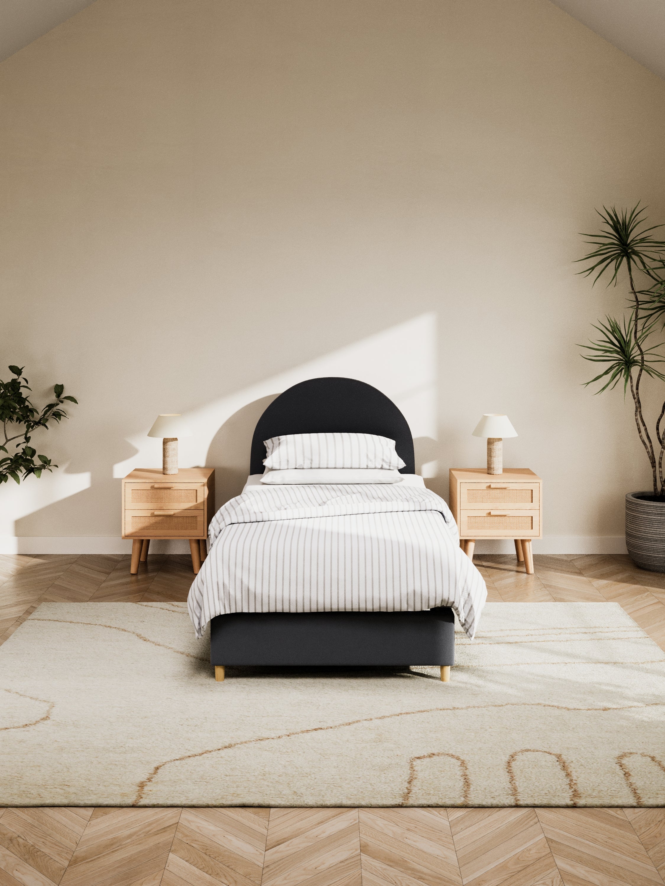 Nelson Curve Charcoal Fabric Bed Frame - Image 4