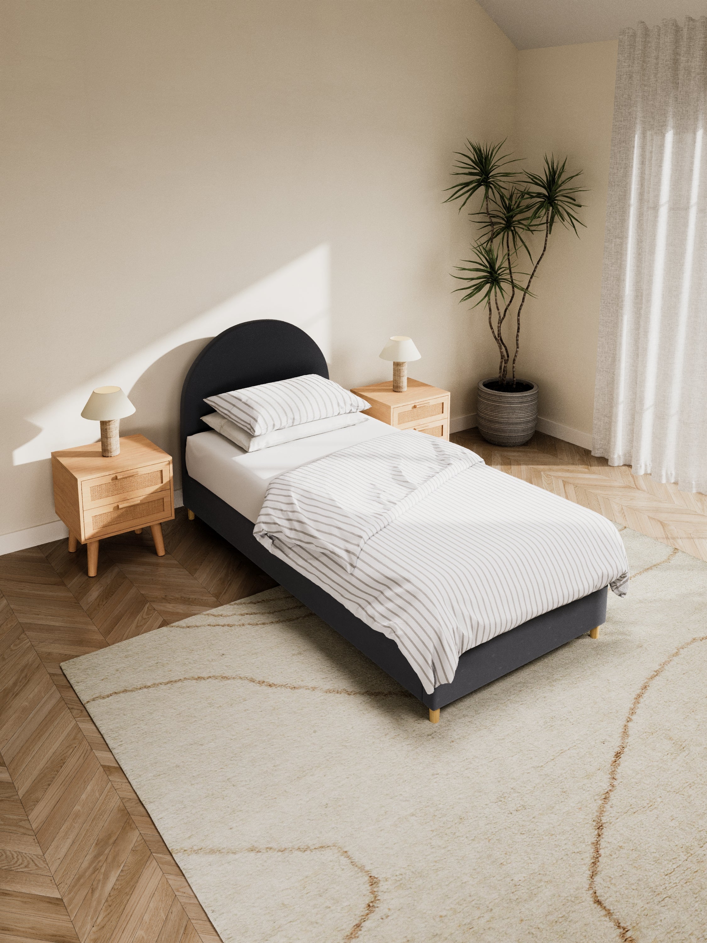 Nelson Curve Charcoal Fabric Bed Frame - Image 6