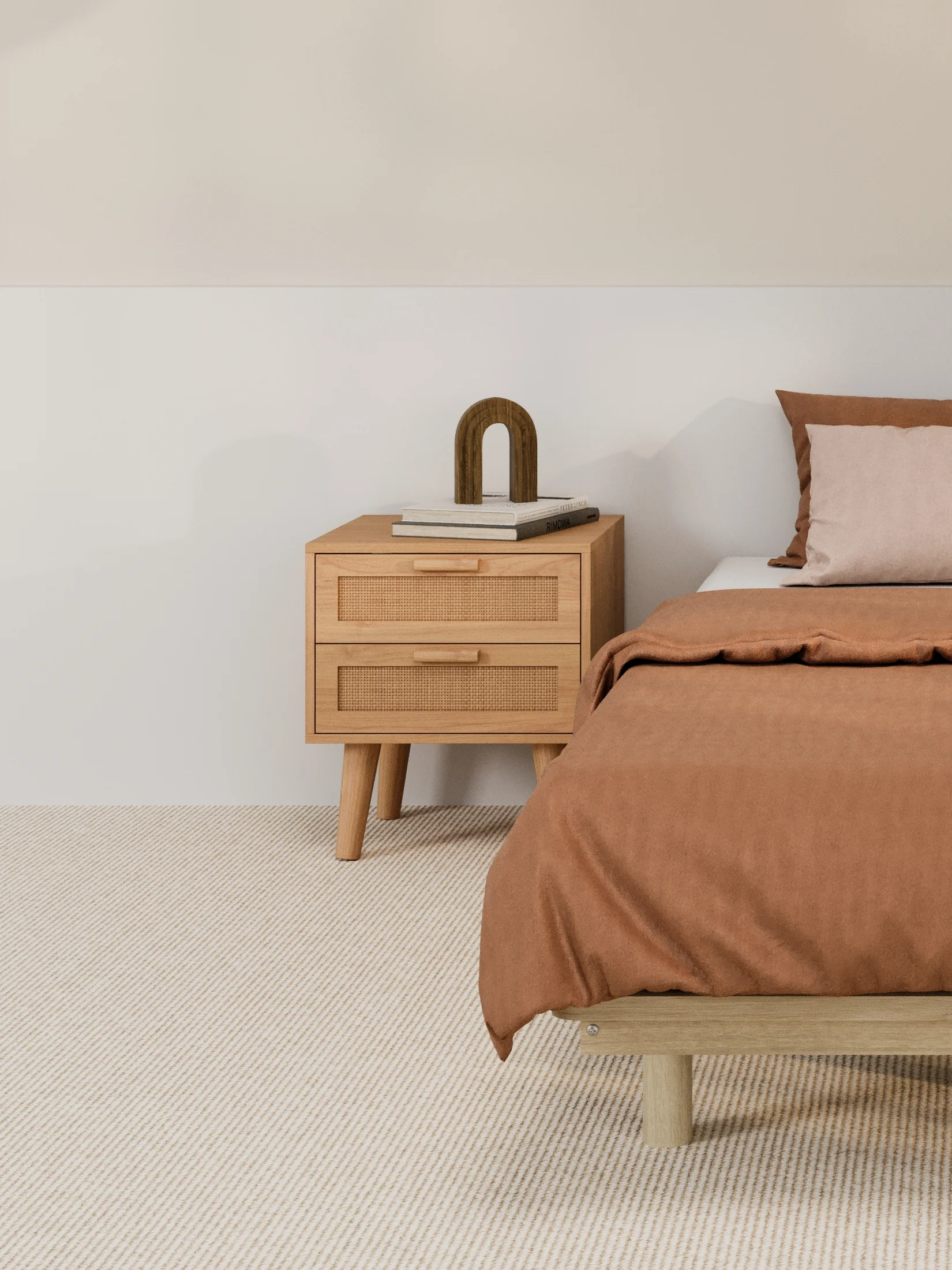 Nina Rattan Wooden Bedside Table - Image 5