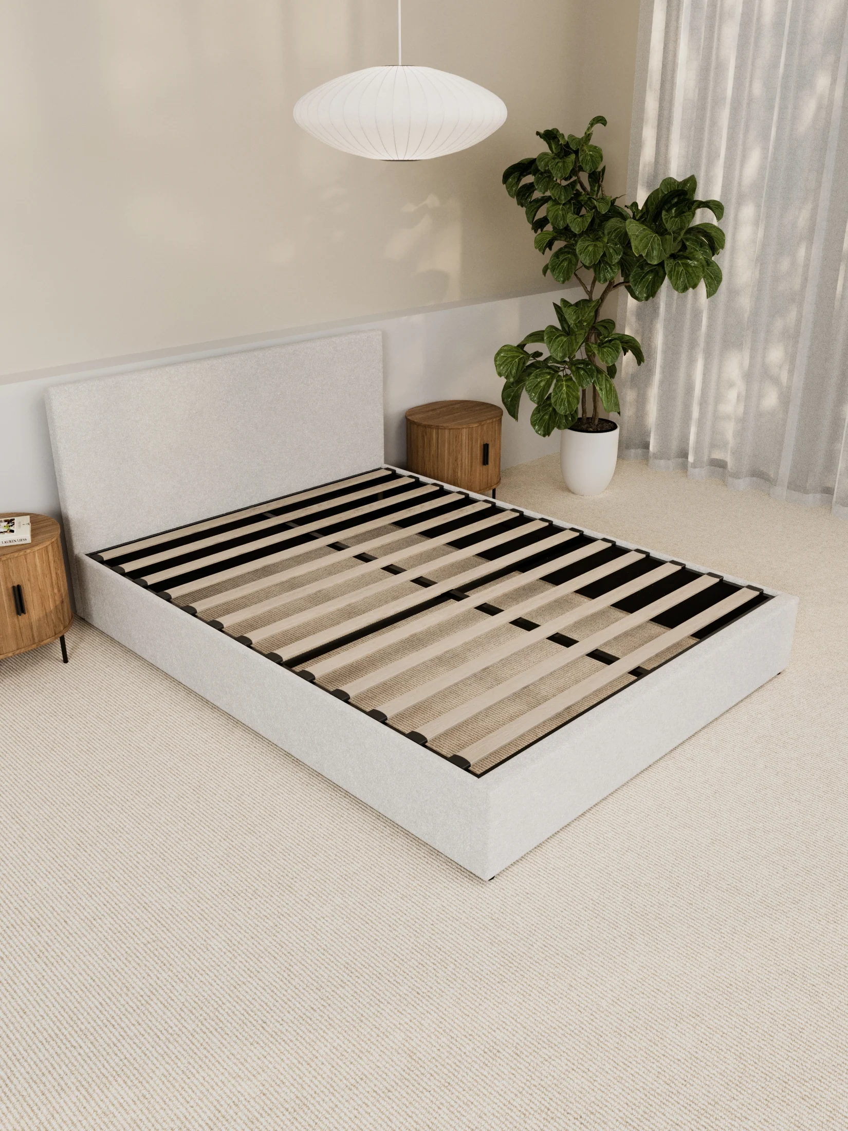 Paradise White Boucle Gas Lift Bed Frame - Image 4
