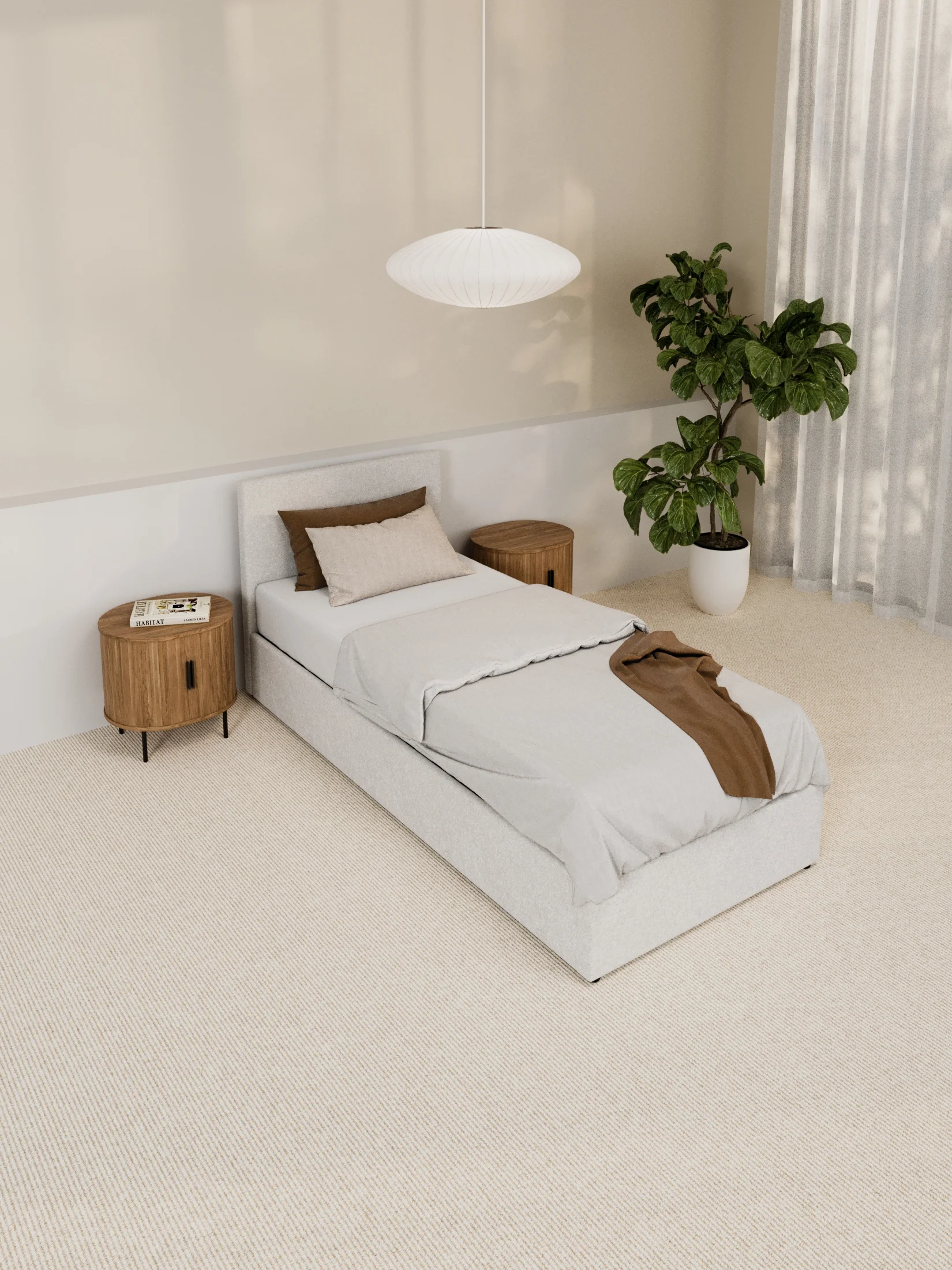 Paradise White Boucle Gas Lift Bed Frame - Image 5
