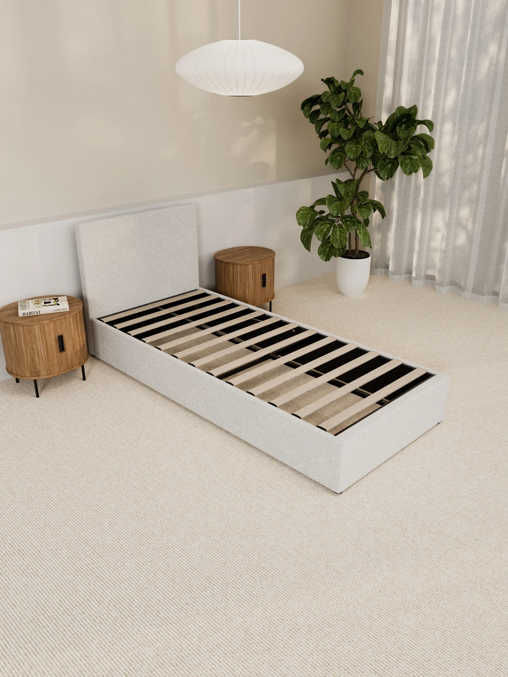 Paradise White Boucle Gas Lift Bed Frame - Image 8