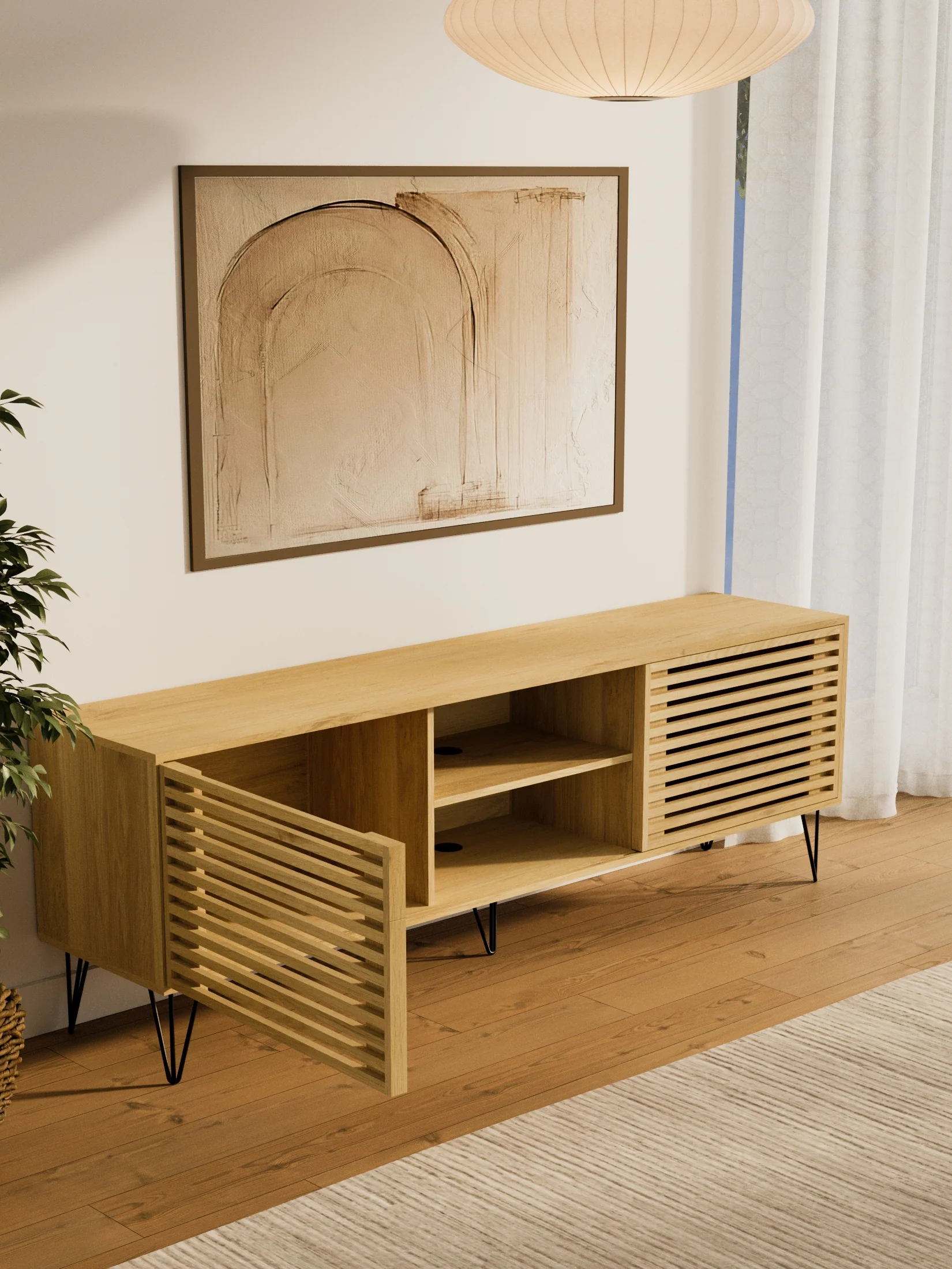 Rio Natural Wooden Entertainment Unit 180cm - Image 3