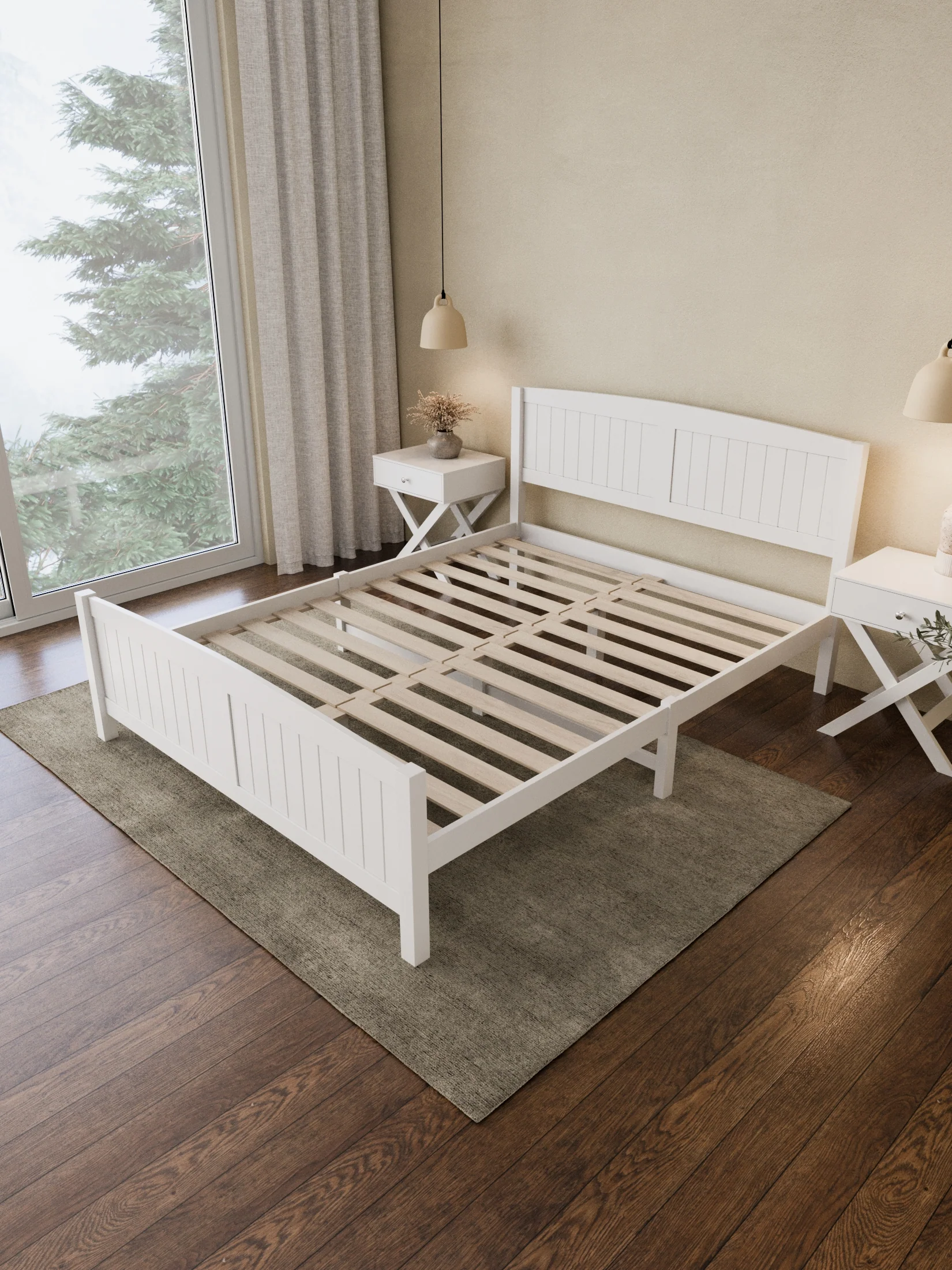 Santa Monica White Wooden Bed Frame - Image 3