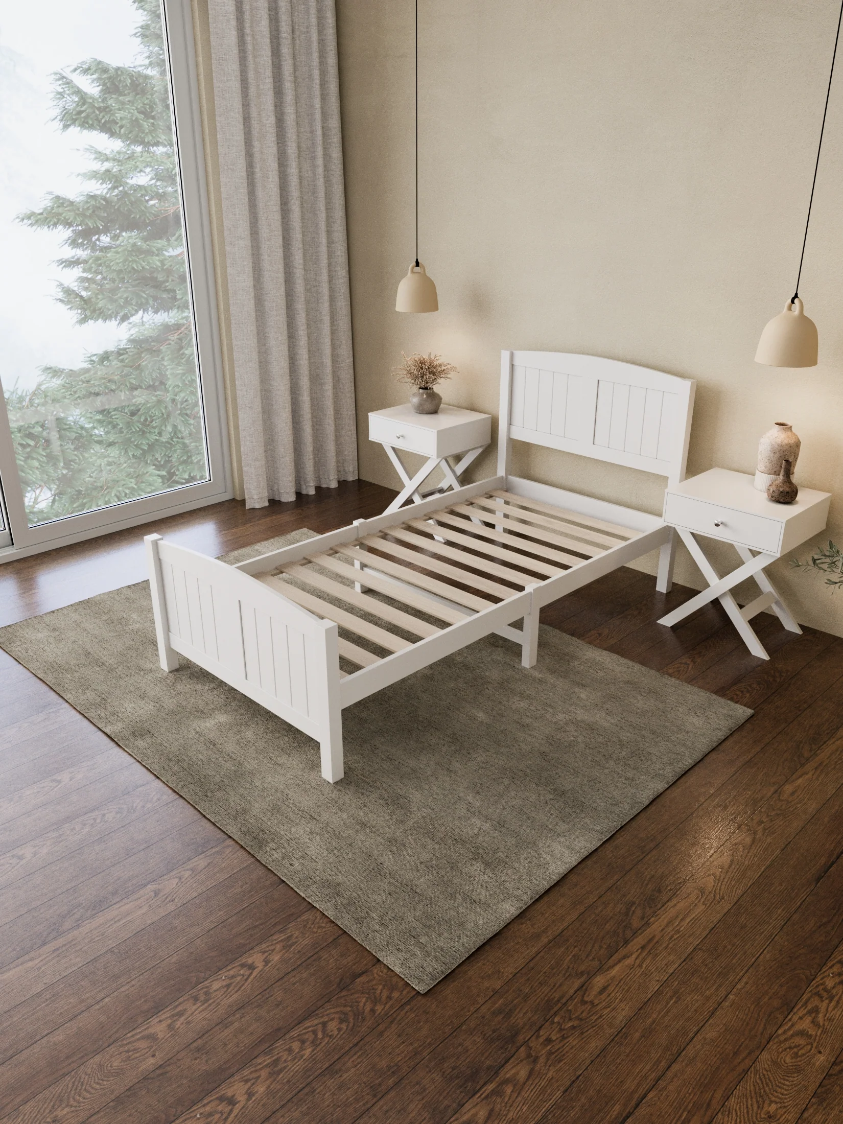 Santa Monica White Wooden Bed Frame - Image 6