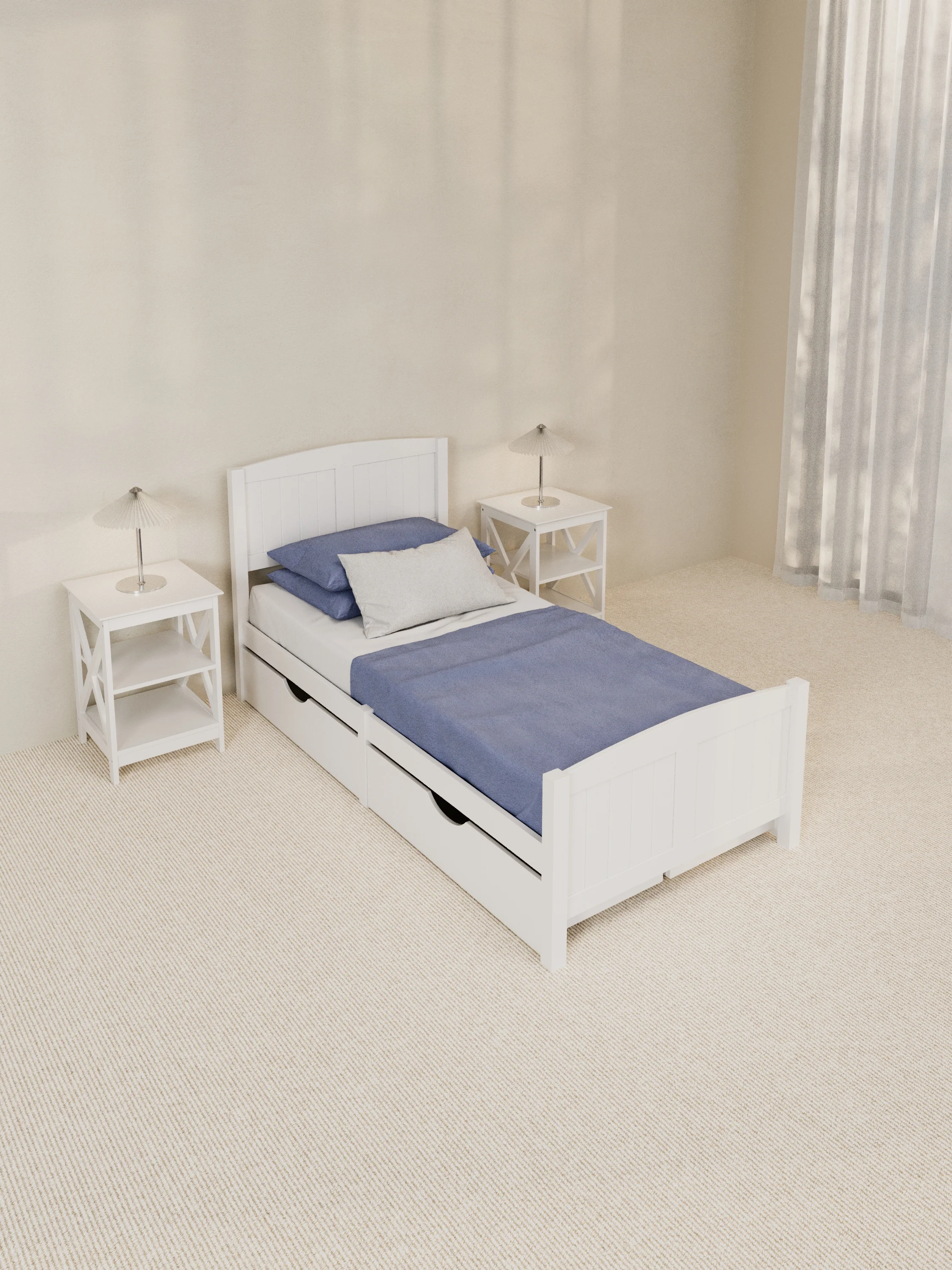 Santa Monica White Wooden Storage Bed Frame - Image 5
