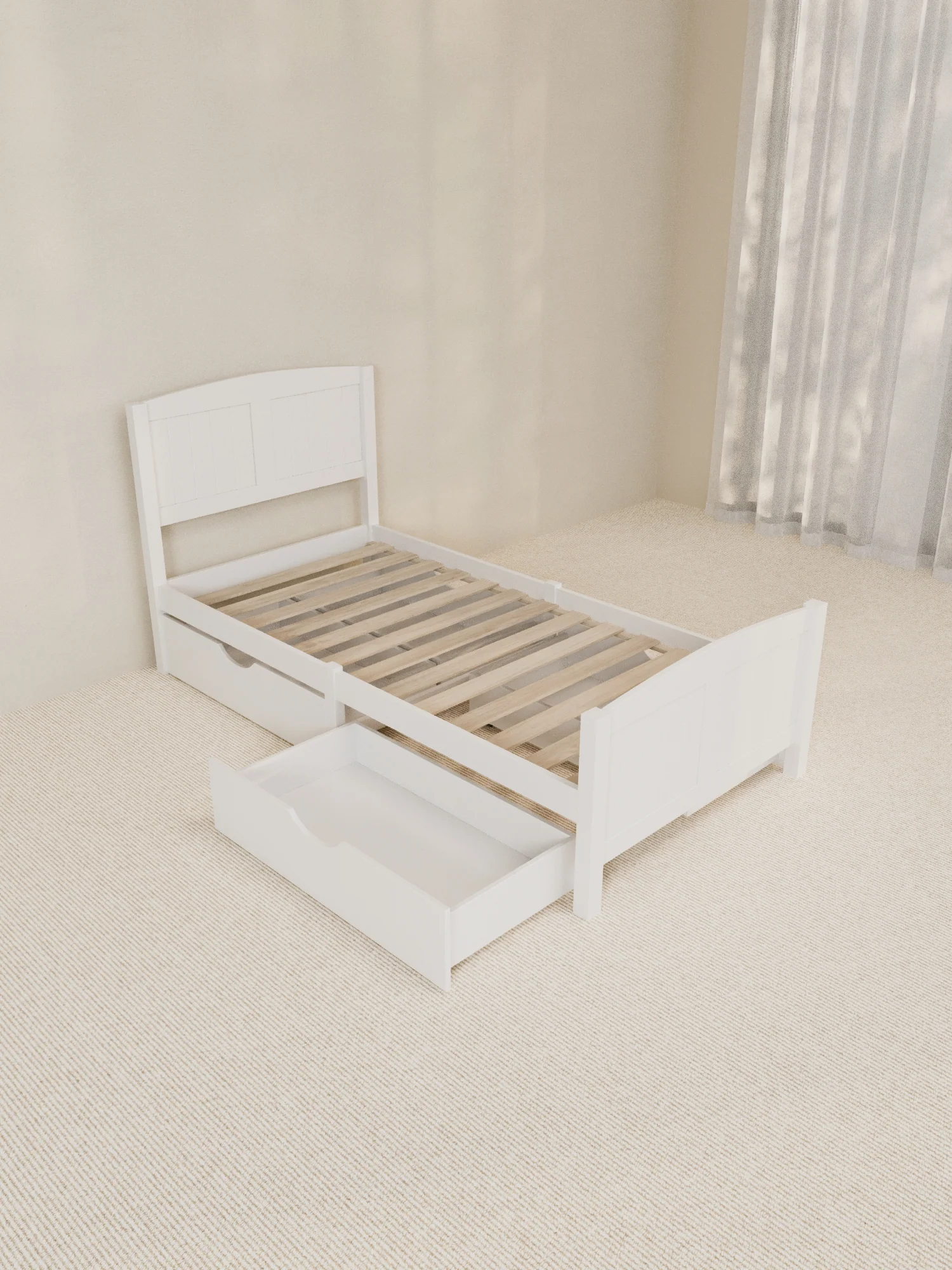 Santa Monica White Wooden Storage Bed Frame - Image 6