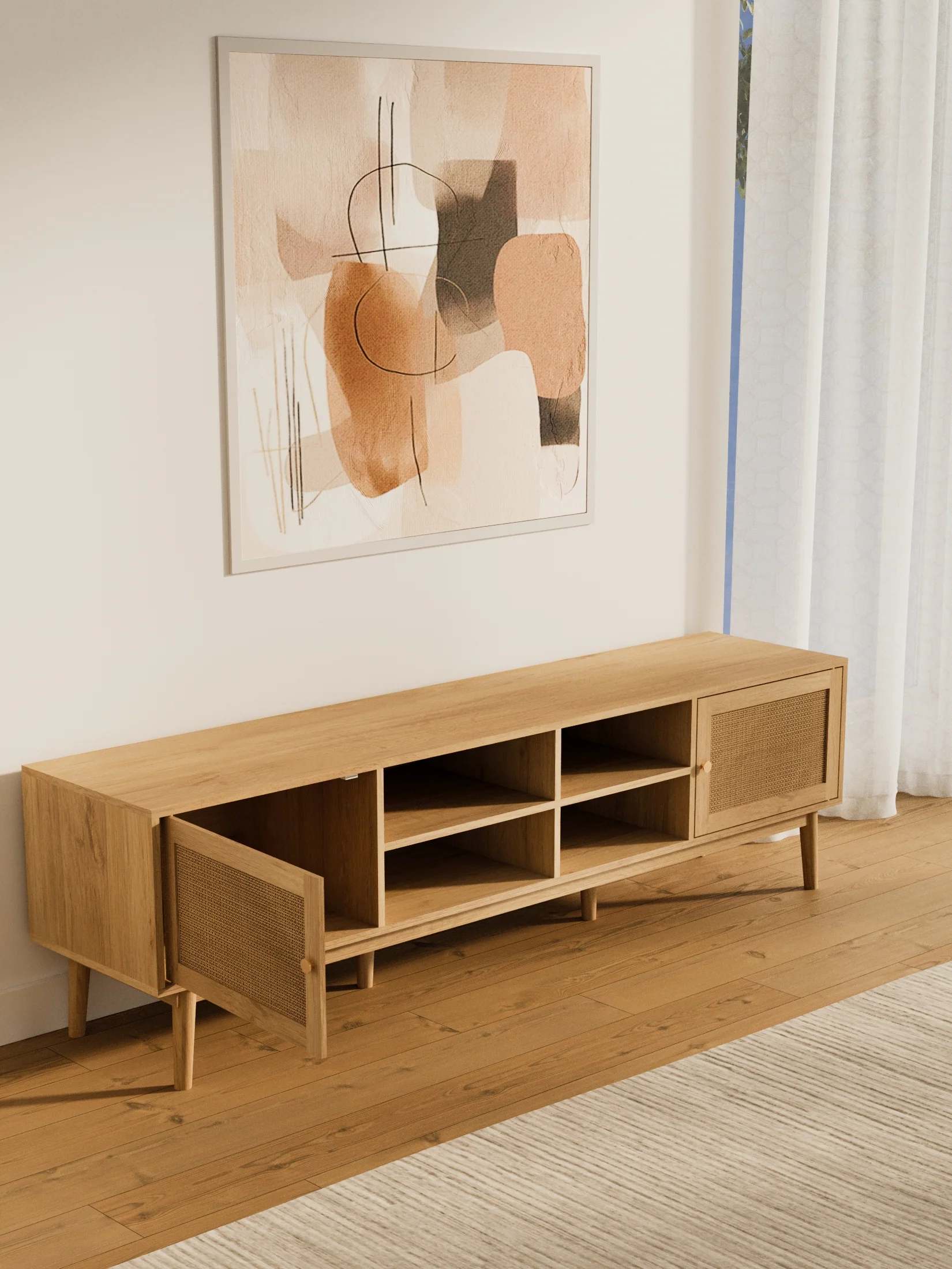 Sarah Natural Rattan Entertainment Unit 180cm - Image 3