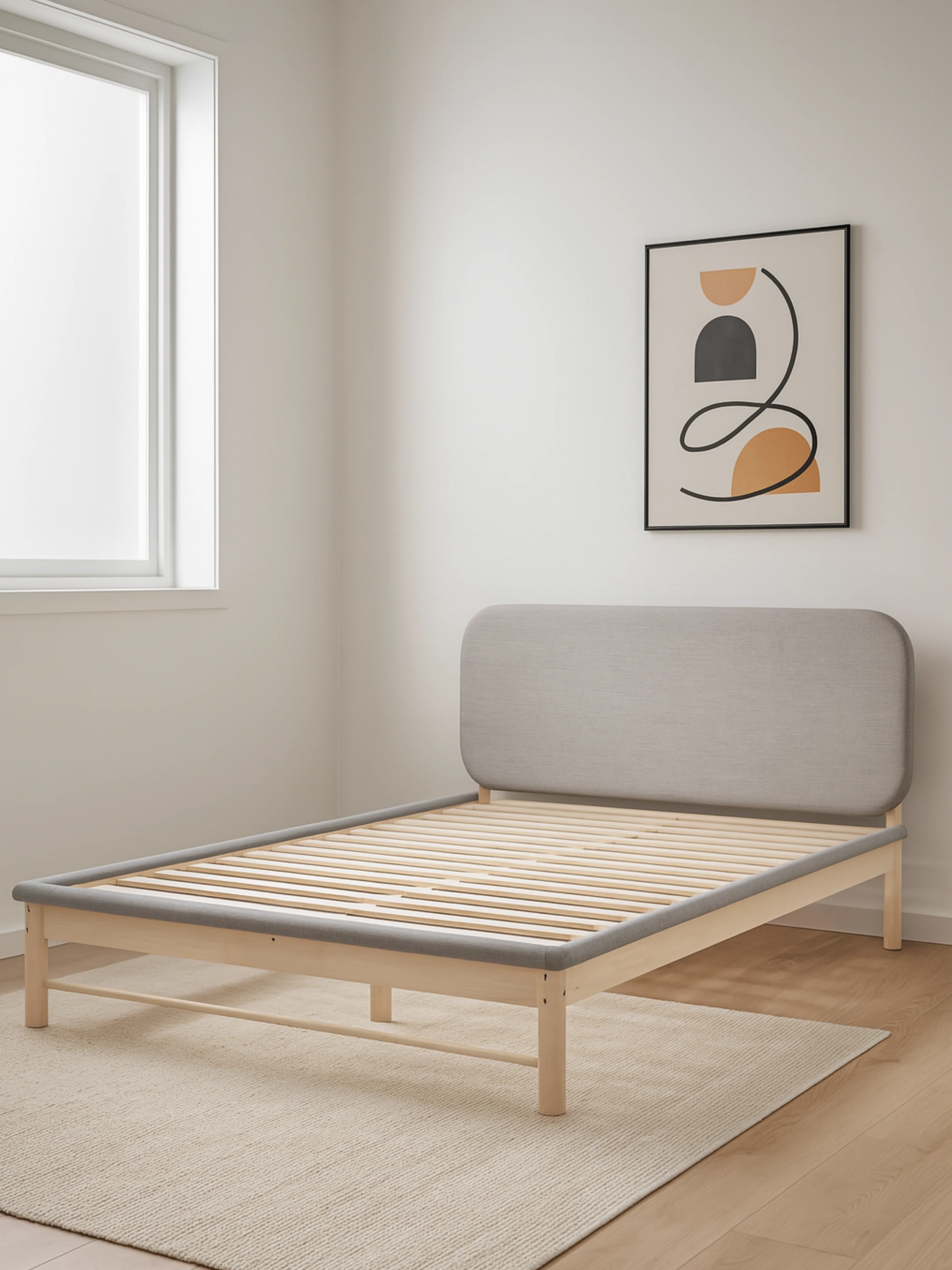 Tyler Premium Grey Linen Pine Wood Bed Frame - Image 3