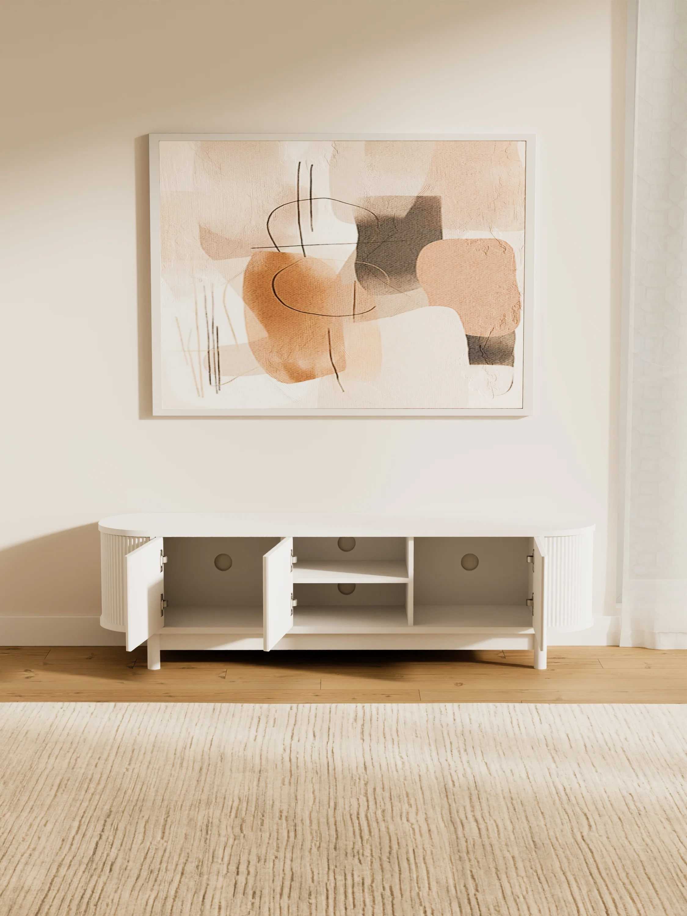 Zephyr Premium White Curved Entertainment Unit 160cm - Image 4
